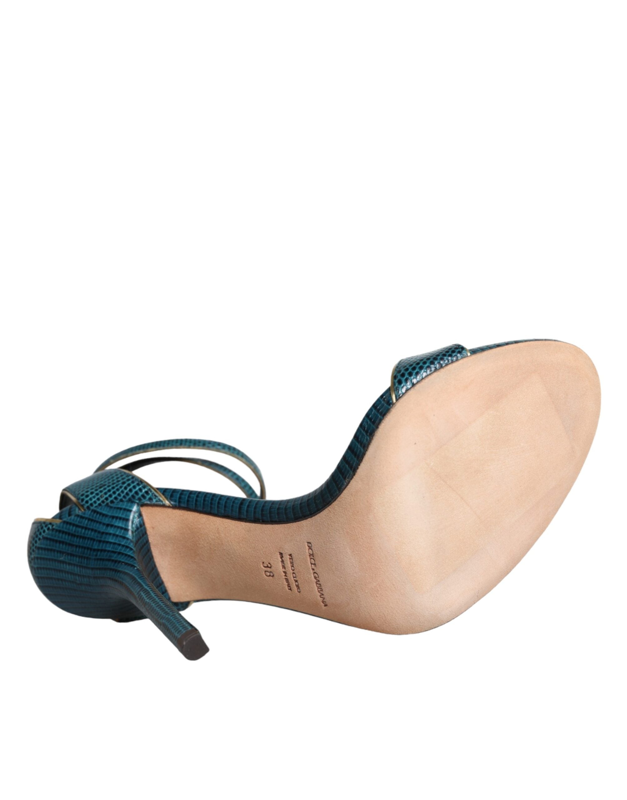 Dolce & Gabbana Dark Green Calf Leather Heels Sandals Shoes Glam Steals