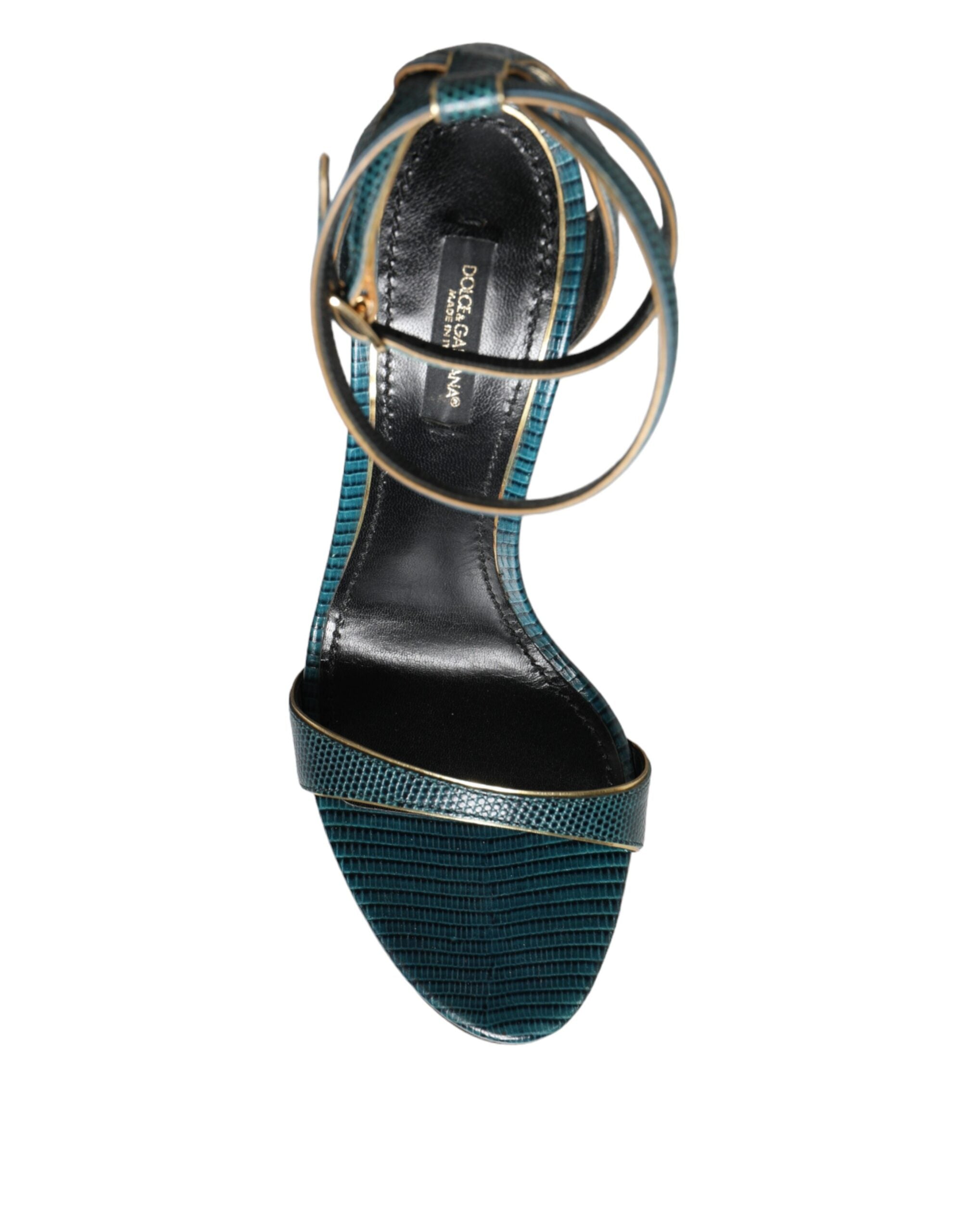 Dolce & Gabbana Dark Green Calf Leather Heels Sandals Shoes Glam Steals