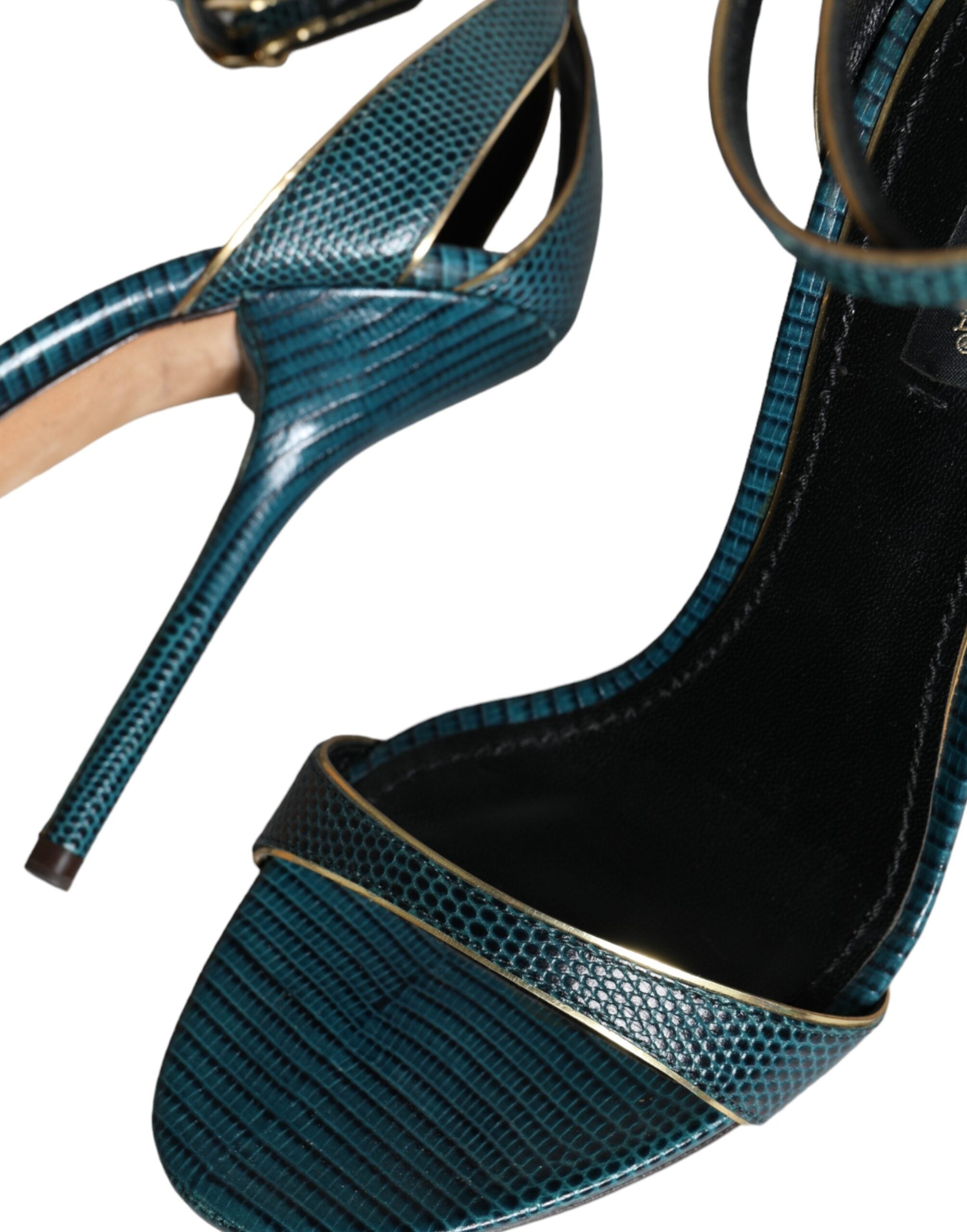 Dolce & Gabbana Dark Green Calf Leather Heels Sandals Shoes Glam Steals