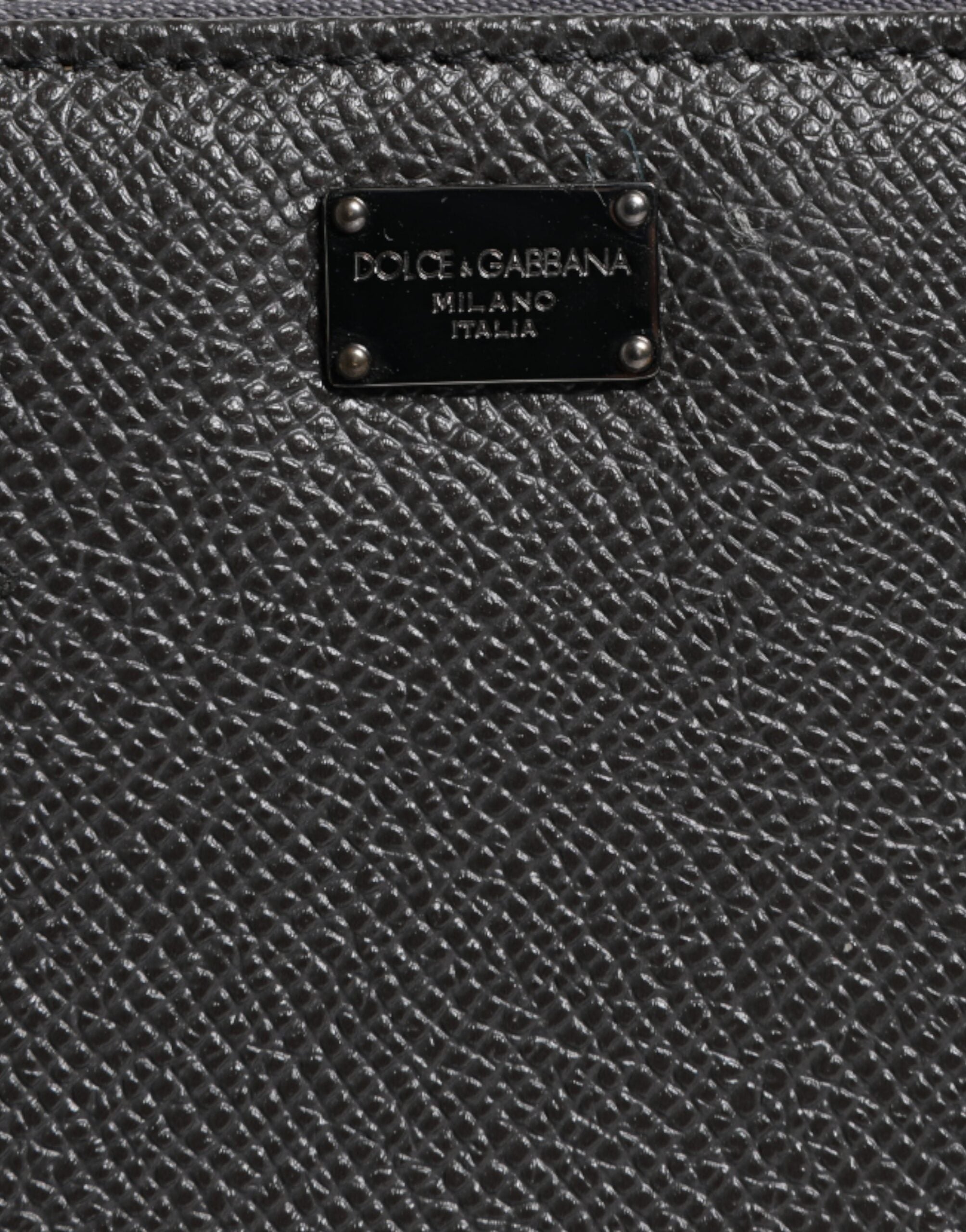 Dolce & Gabbana Dark Leather Dg Logo Zip Around Continental Gray Wallet Glam Steals