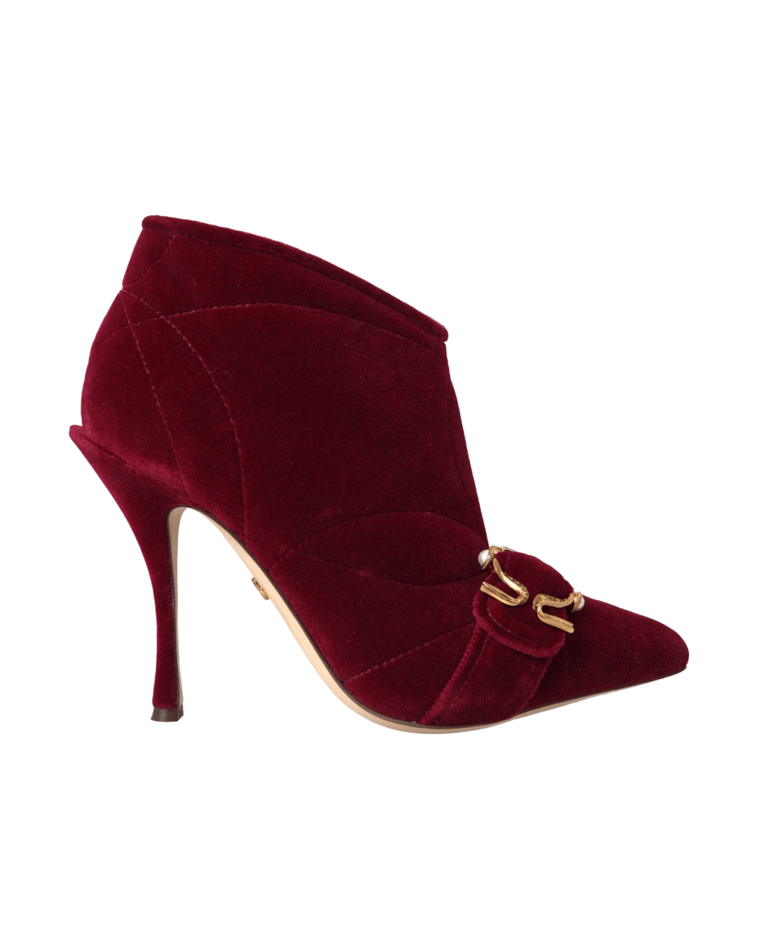 Dolce & Gabbana Dark Red Velvet Devotion Buckle Boots Shoes Glam Steals