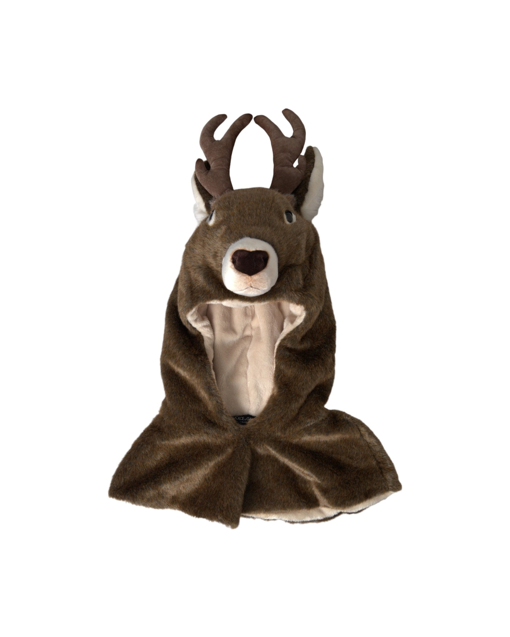 Dolce & Gabbana Deer Faux Fur Whole Head Brown Hat Glam Steals
