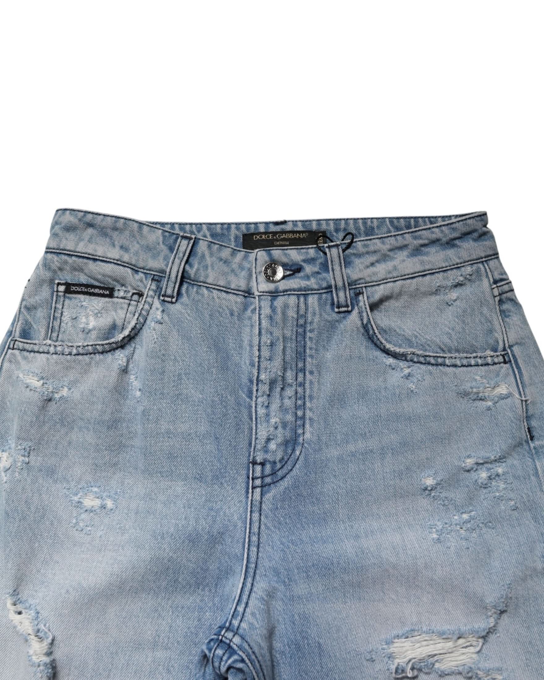 Dolce & Gabbana Denim Lightblue Ripped Washed Boyfriend Jeans Jeans