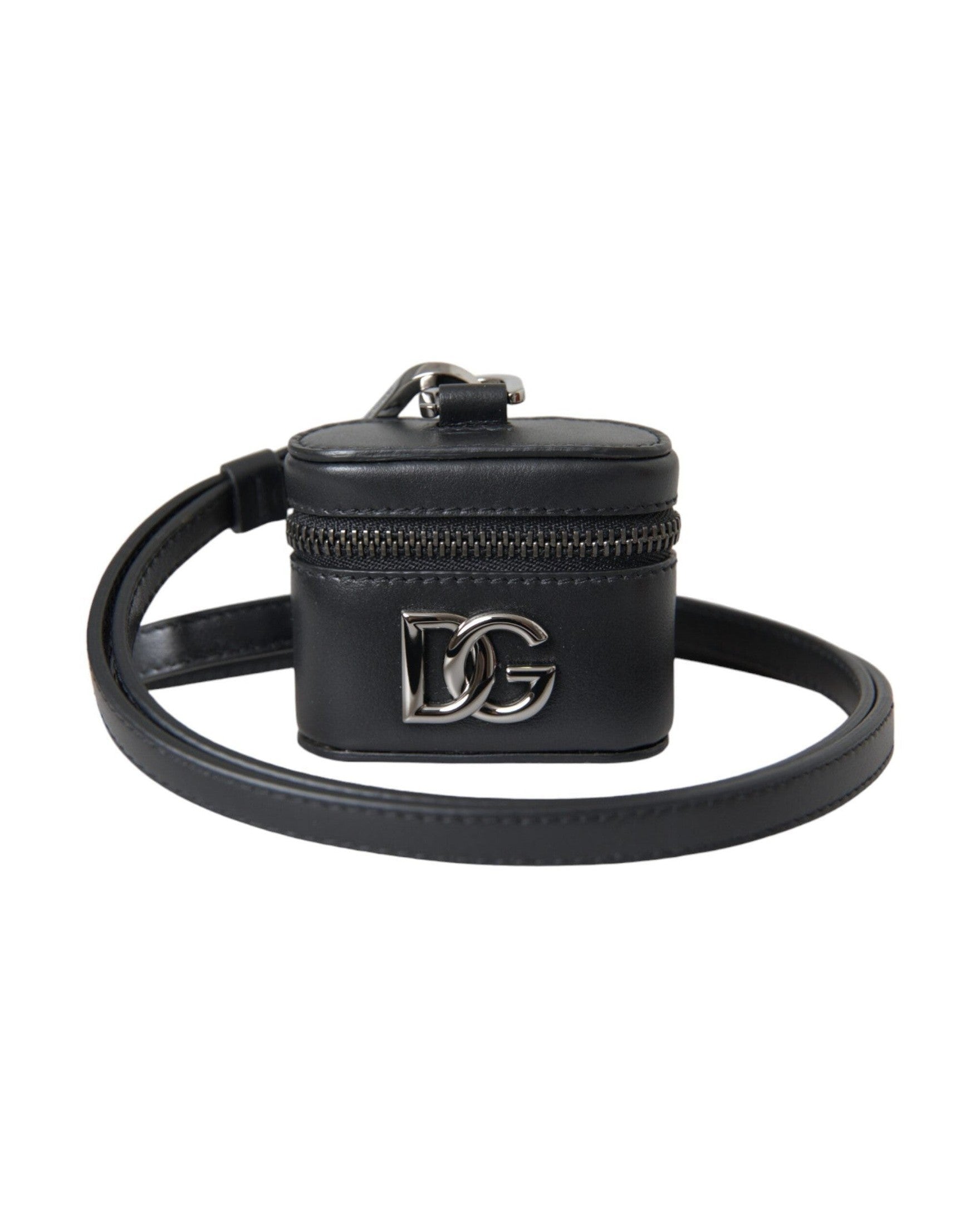Dolce & Gabbana Dg Logo Leather Metal Airpods Black Silver Case Glam Steals