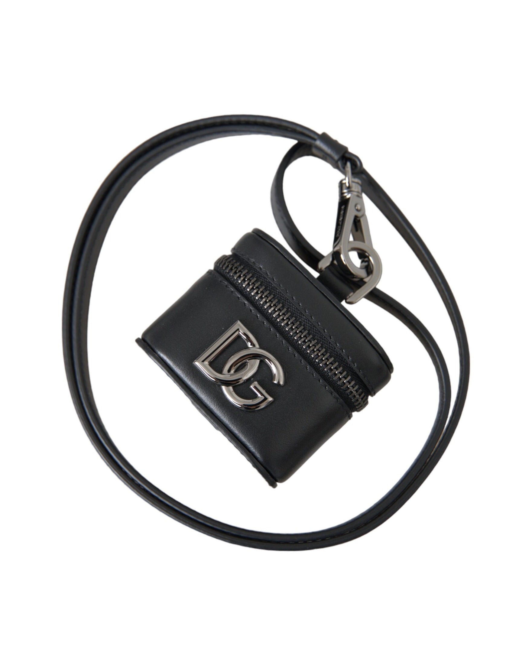 Dolce & Gabbana Dg Logo Leather Metal Airpods Black Silver Case Glam Steals