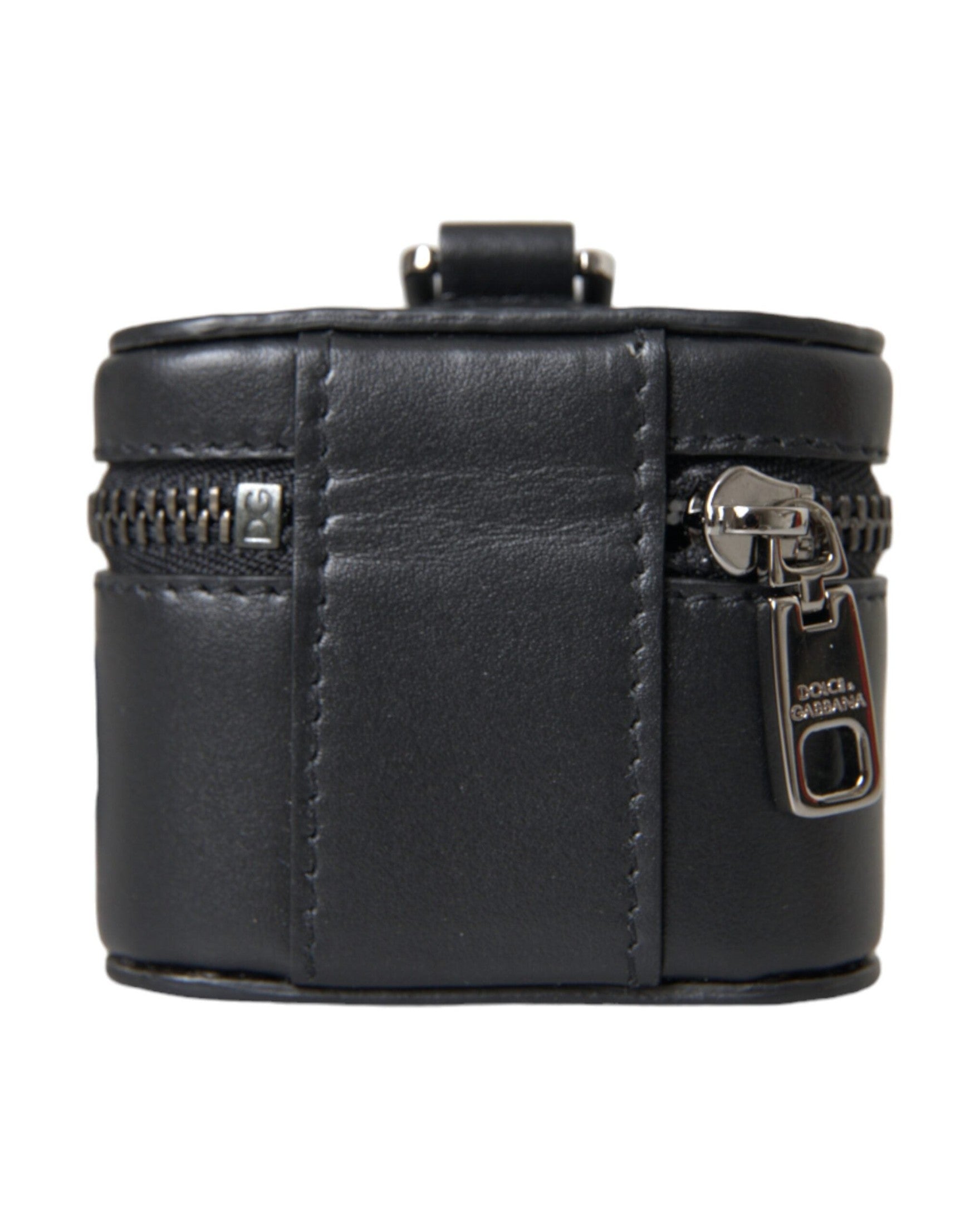Dolce & Gabbana Dg Logo Leather Metal Airpods Black Silver Case Glam Steals