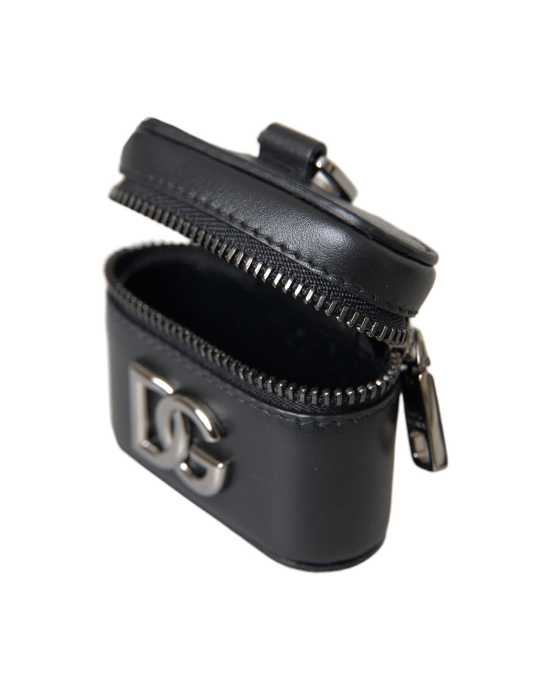 Dolce & Gabbana Dg Logo Leather Metal Airpods Black Silver Case Glam Steals
