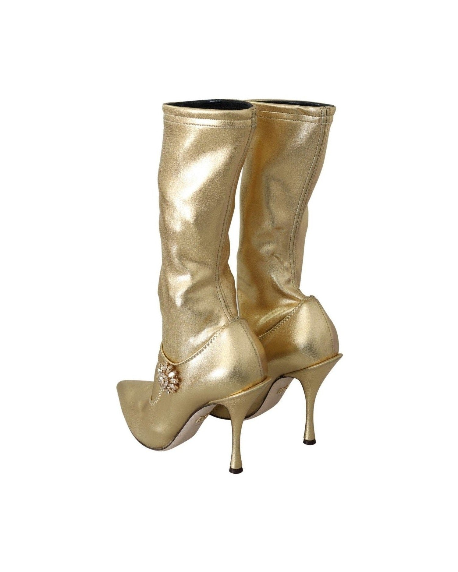 Dolce & Gabbana Elegant Ankle Boots Socks With Gold Rhinestones Glam Steals