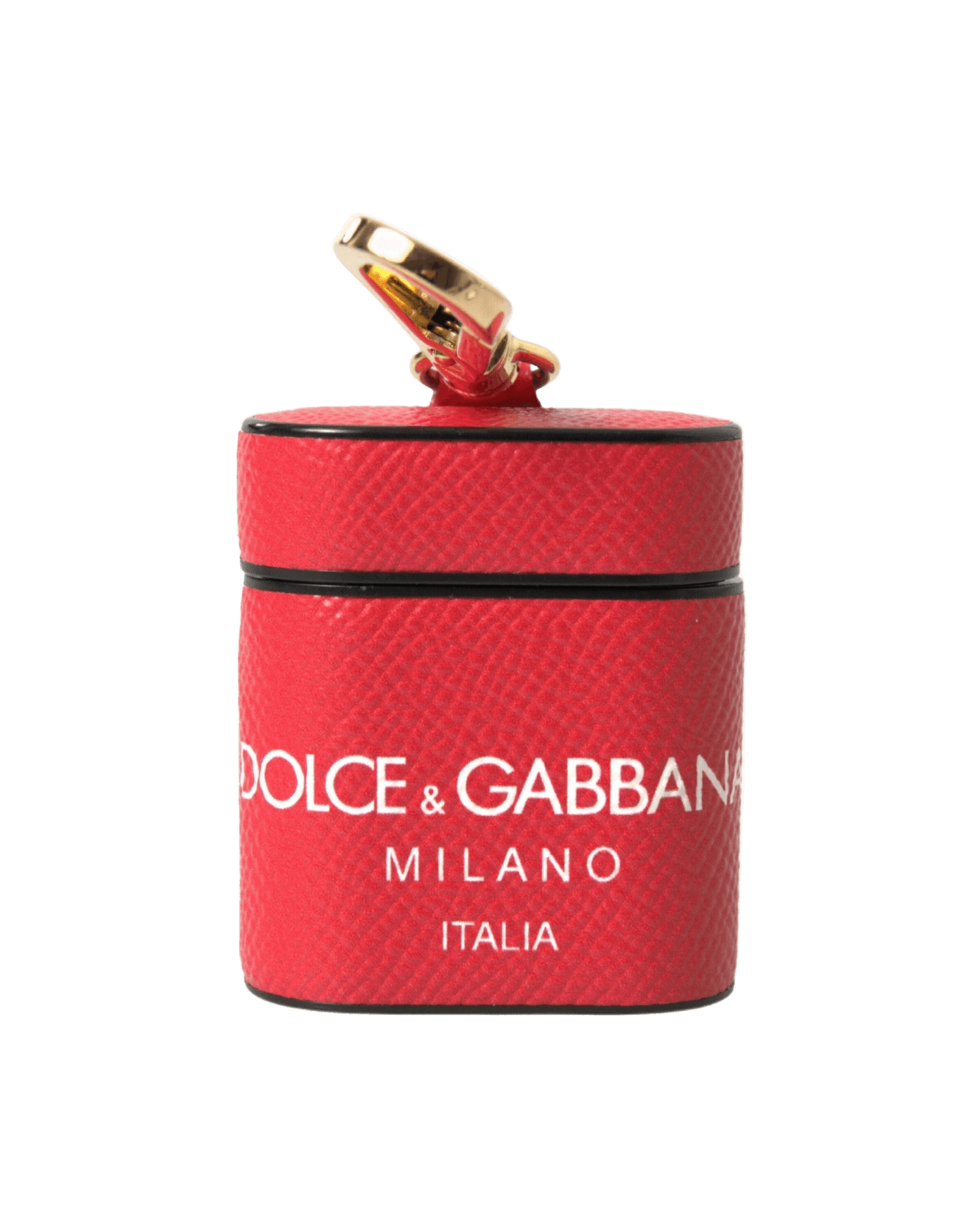 Dolce & Gabbana Red Elegant Calf Leather Airpods Case Headphone & Headset Accessories