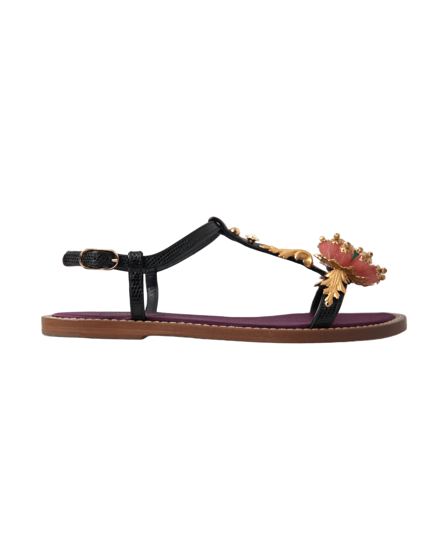 Dolce & Gabbana Elegant Crystal-Adorned Flat Sandals Glam Steals