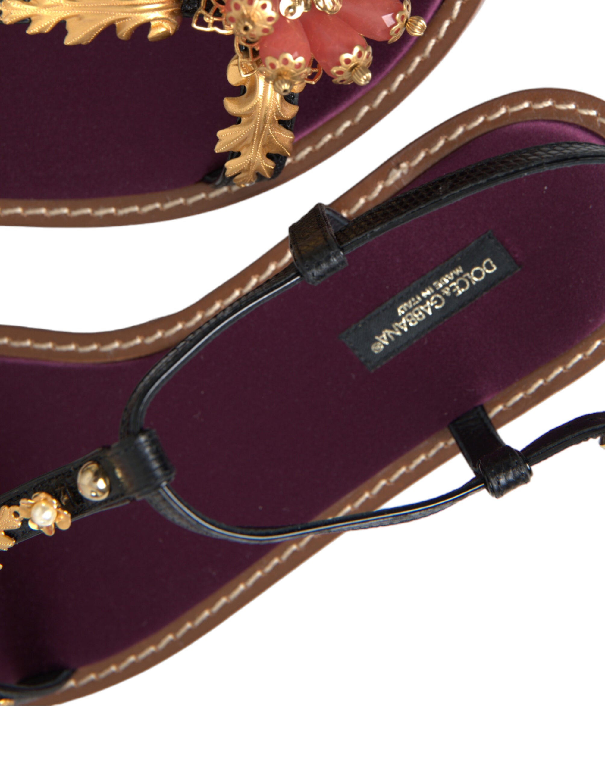 Dolce & Gabbana Elegant Crystal-Adorned Flat Sandals Glam Steals