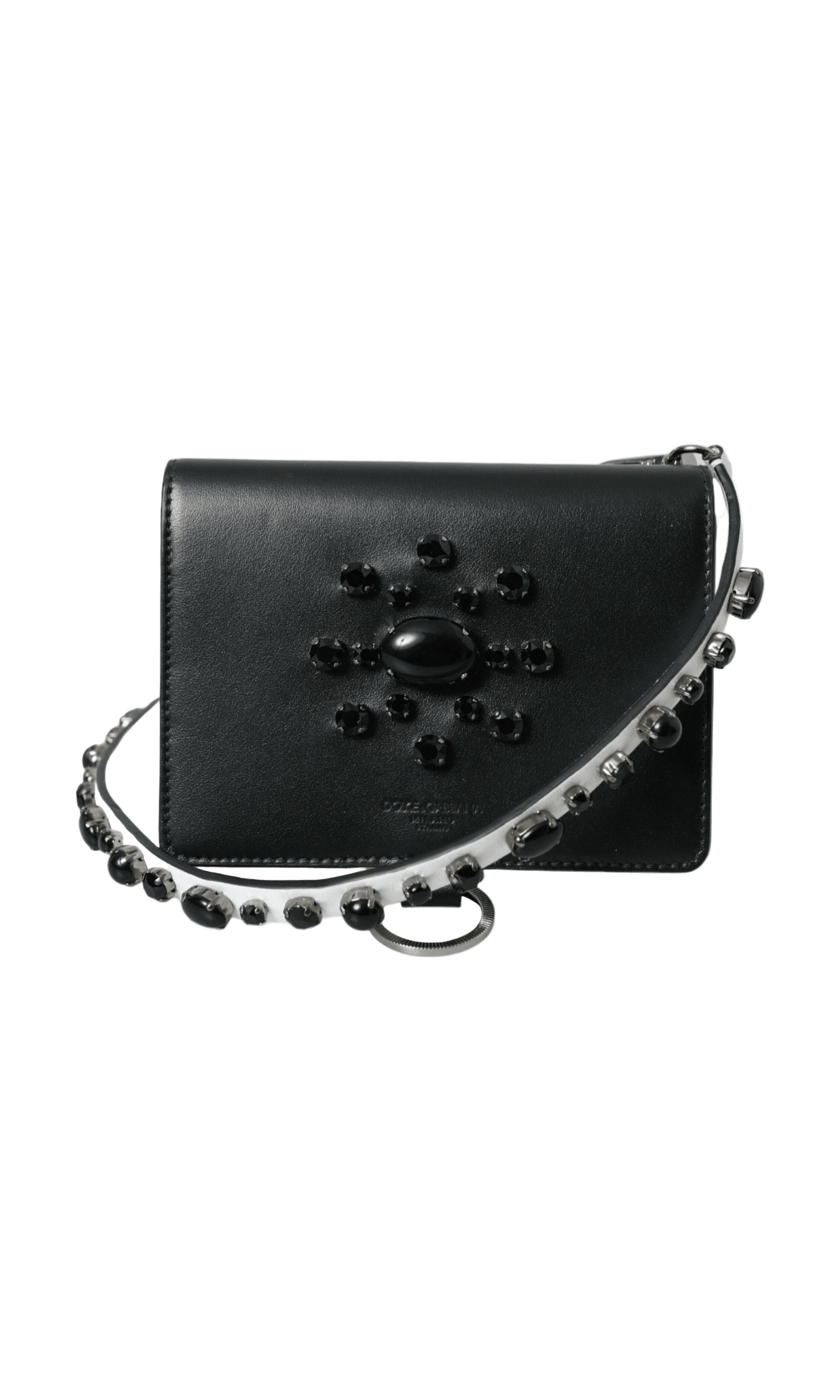 Dolce & Gabbana Elegant Crystal-Embellished Leather Card Holder Glam Steals