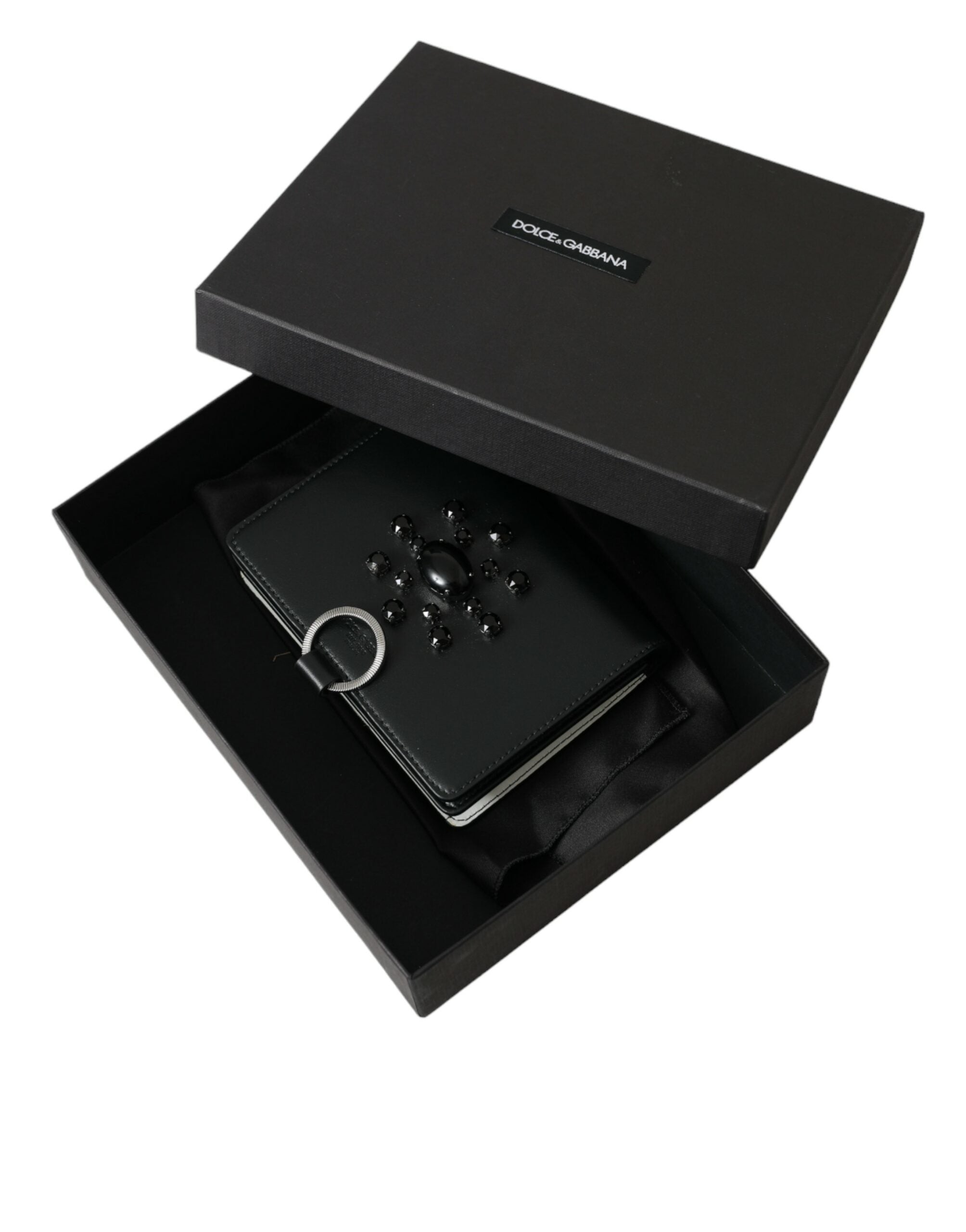 Dolce & Gabbana Elegant Crystal-Embellished Leather Card Holder Glam Steals