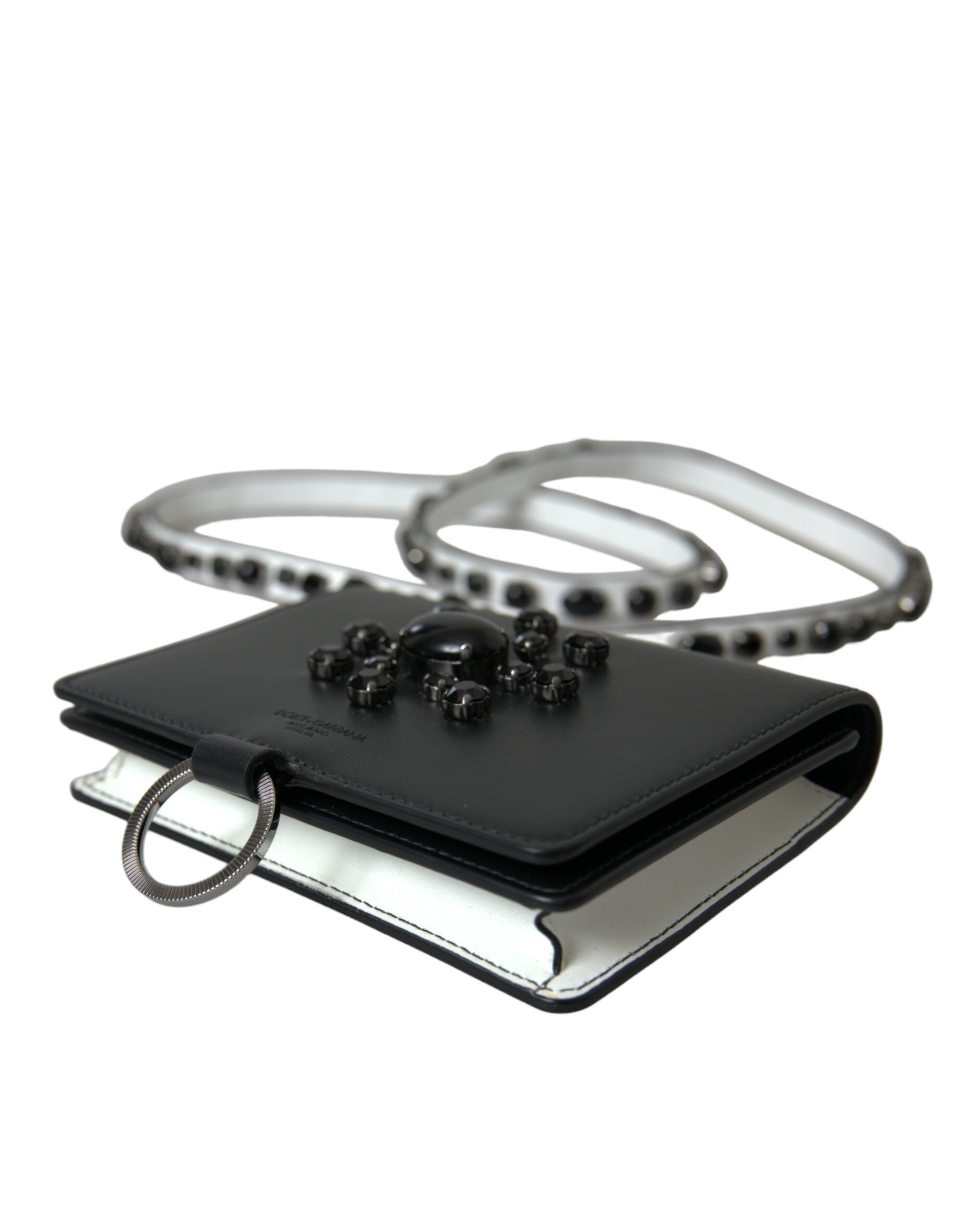 Dolce & Gabbana Elegant Crystal-Embellished Leather Card Holder Glam Steals