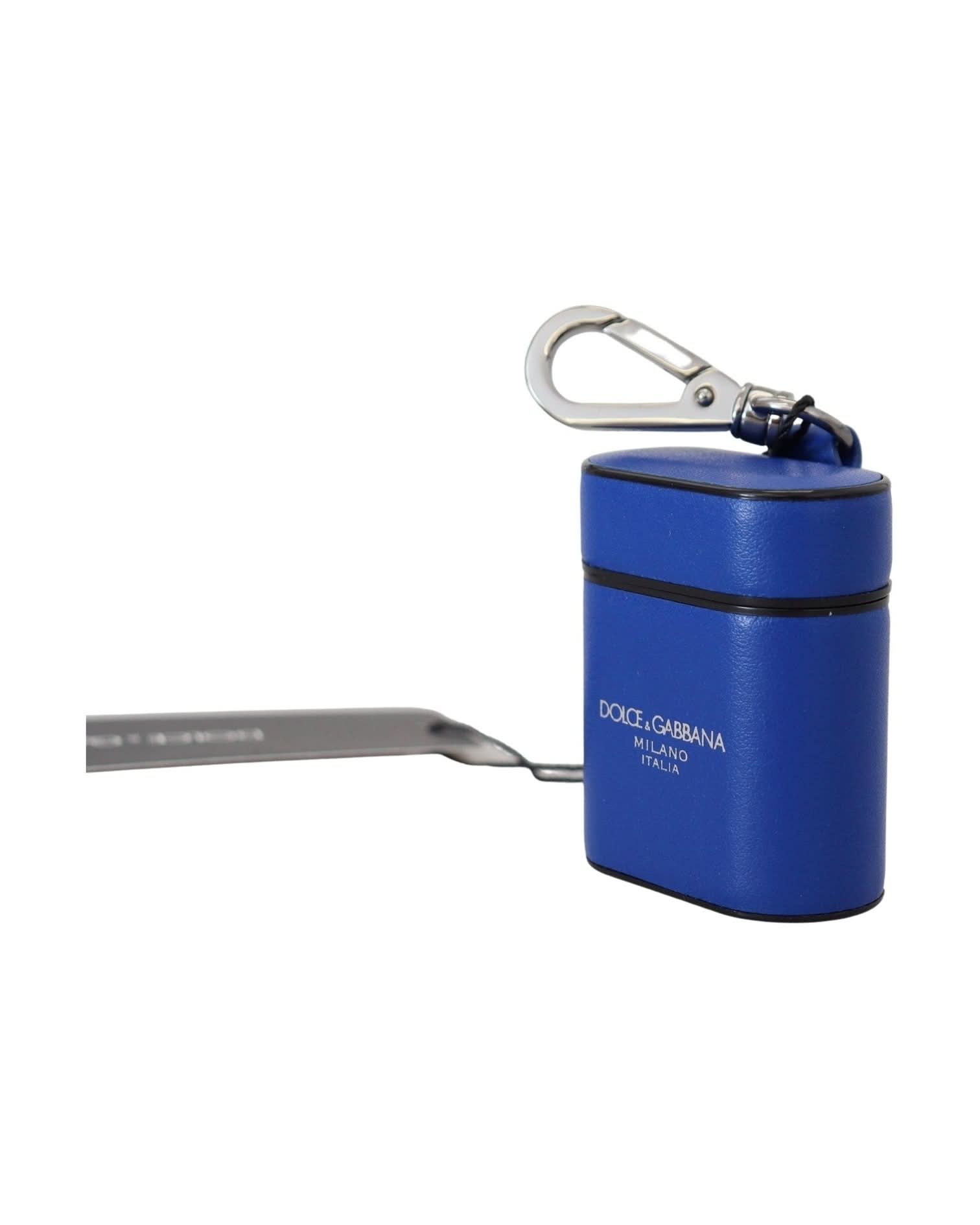Dolce & Gabbana Blue Elegant Leather Airpods Case Headphone & Headset Accessories