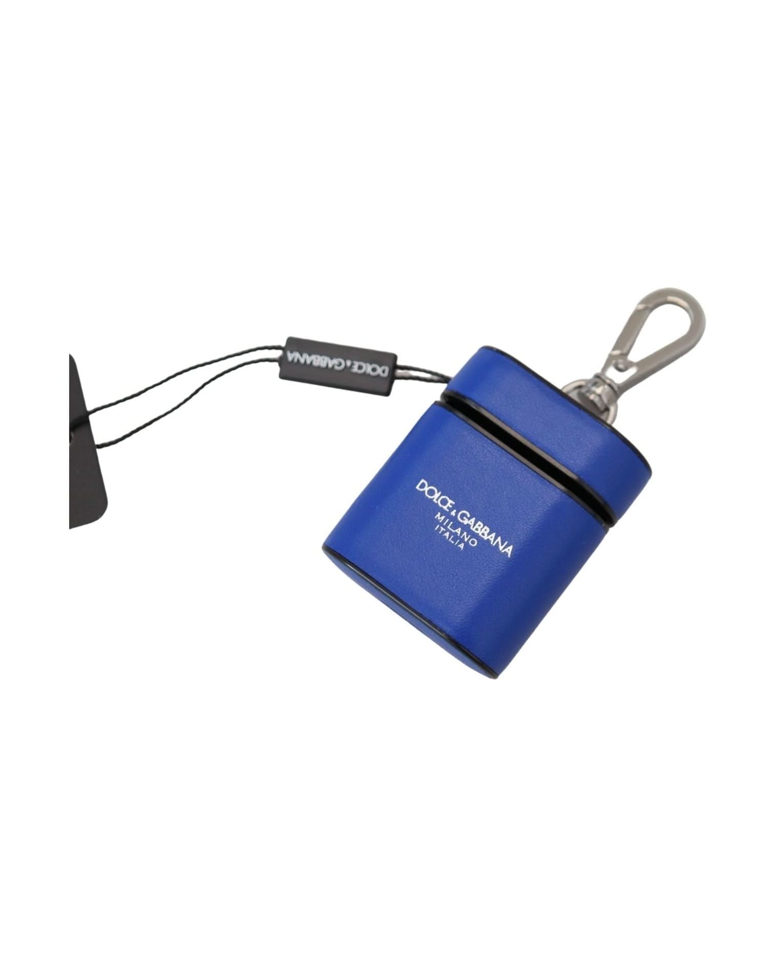 Dolce & Gabbana Blue Elegant Leather Airpods Case Headphone & Headset Accessories