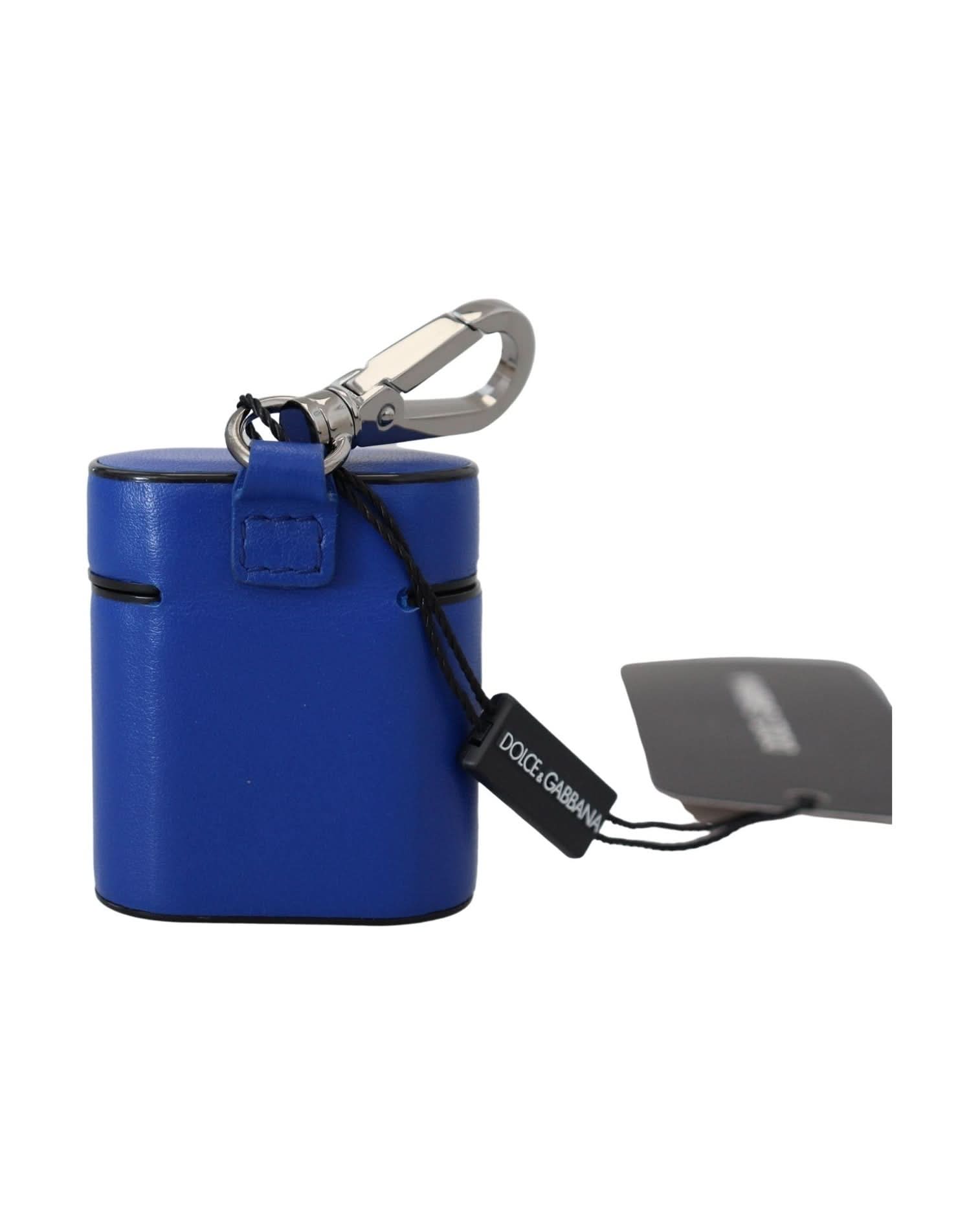 Dolce & Gabbana Blue Elegant Leather Airpods Case Headphone & Headset Accessories