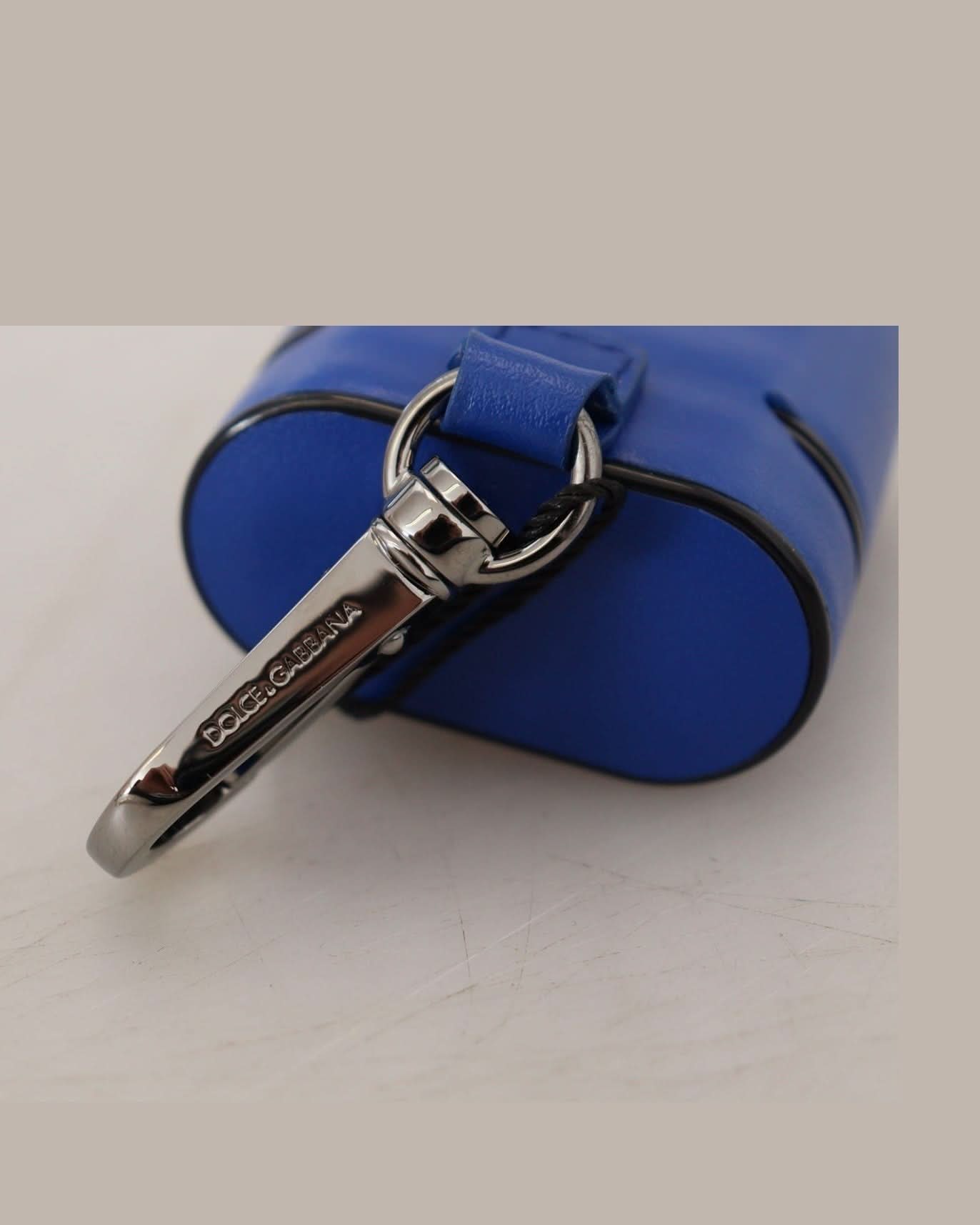 Dolce & Gabbana Blue Elegant Leather Airpods Case Headphone & Headset Accessories