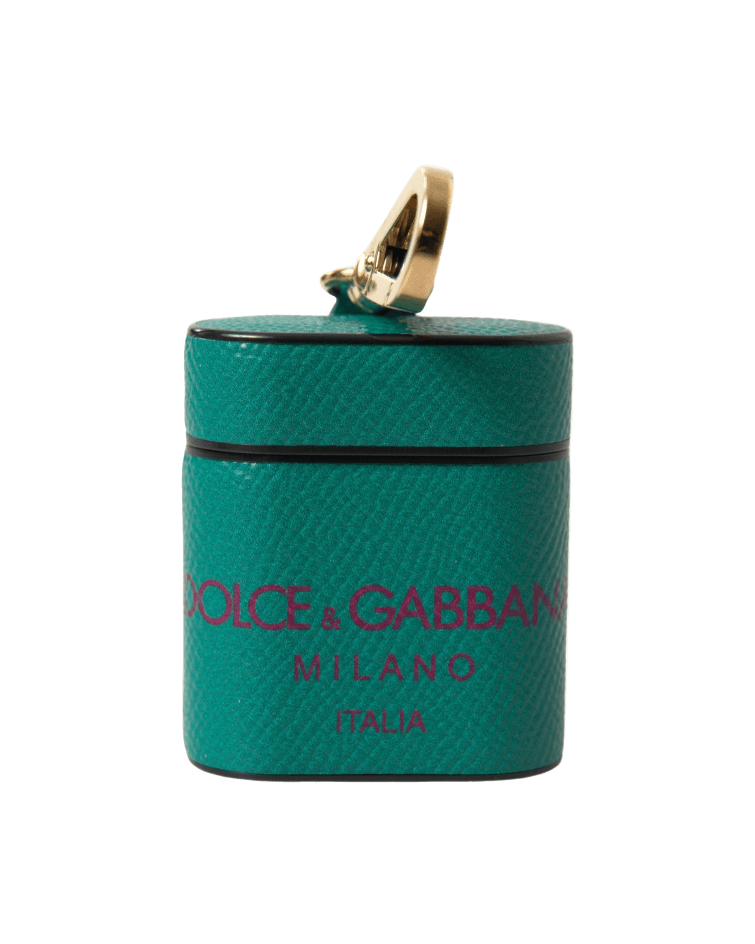 Dolce & Gabbana Green Elegant Leather Airpods Case In Maroon Headphone & Headset Accessories