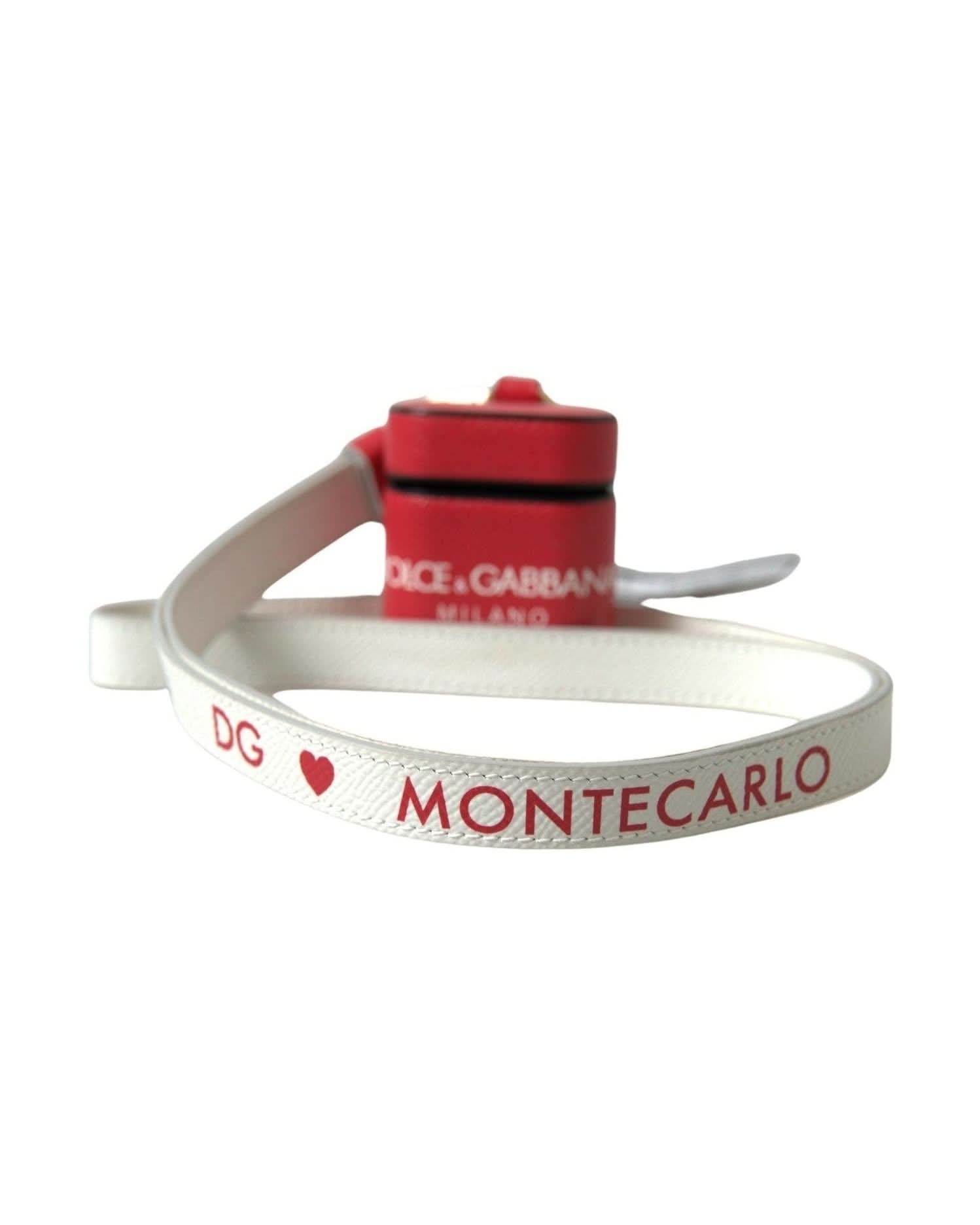 Dolce & Gabbana Red Elegant Leather Airpods Case Headphone & Headset Accessories
