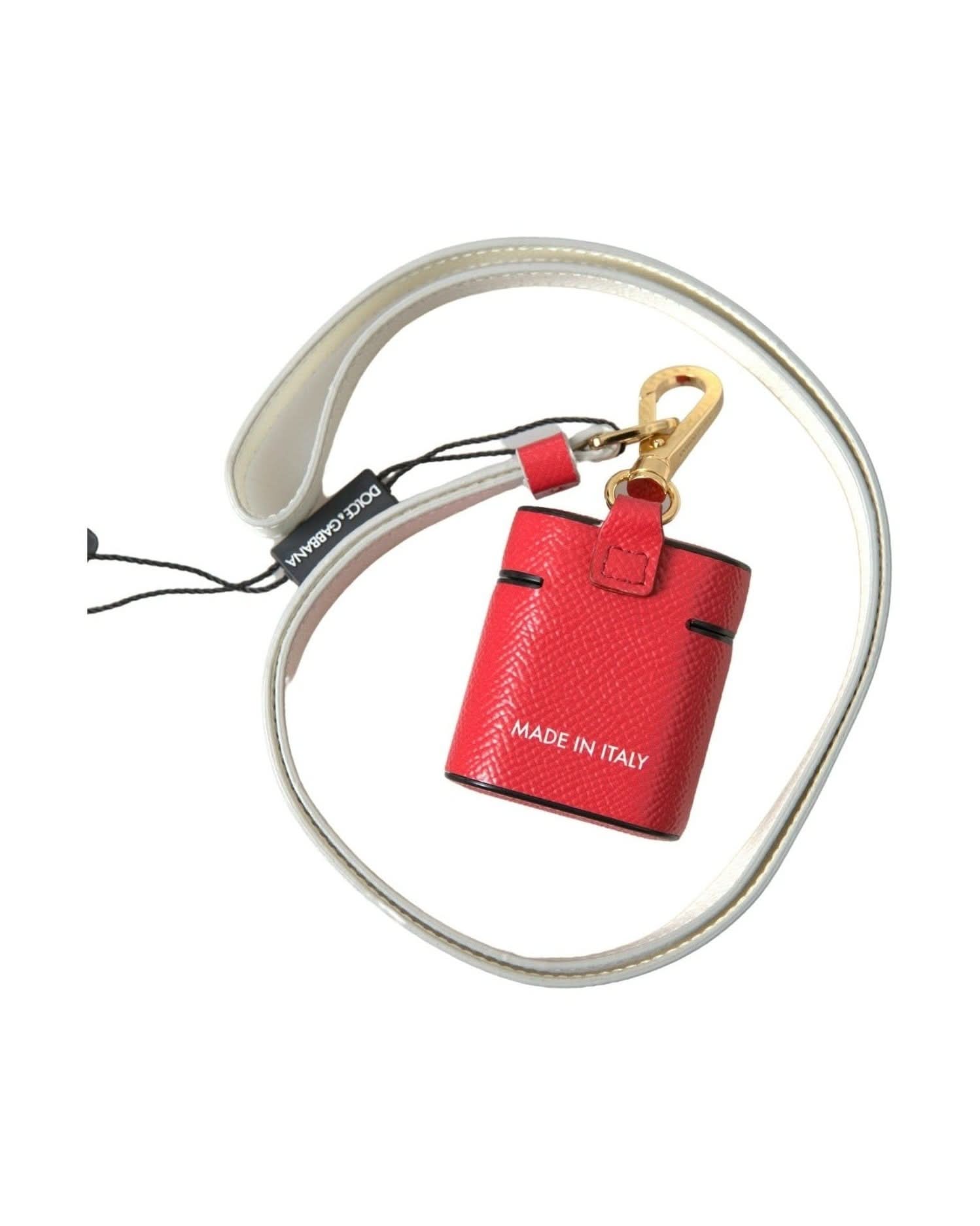 Dolce & Gabbana Red Elegant Leather Airpods Case Headphone & Headset Accessories