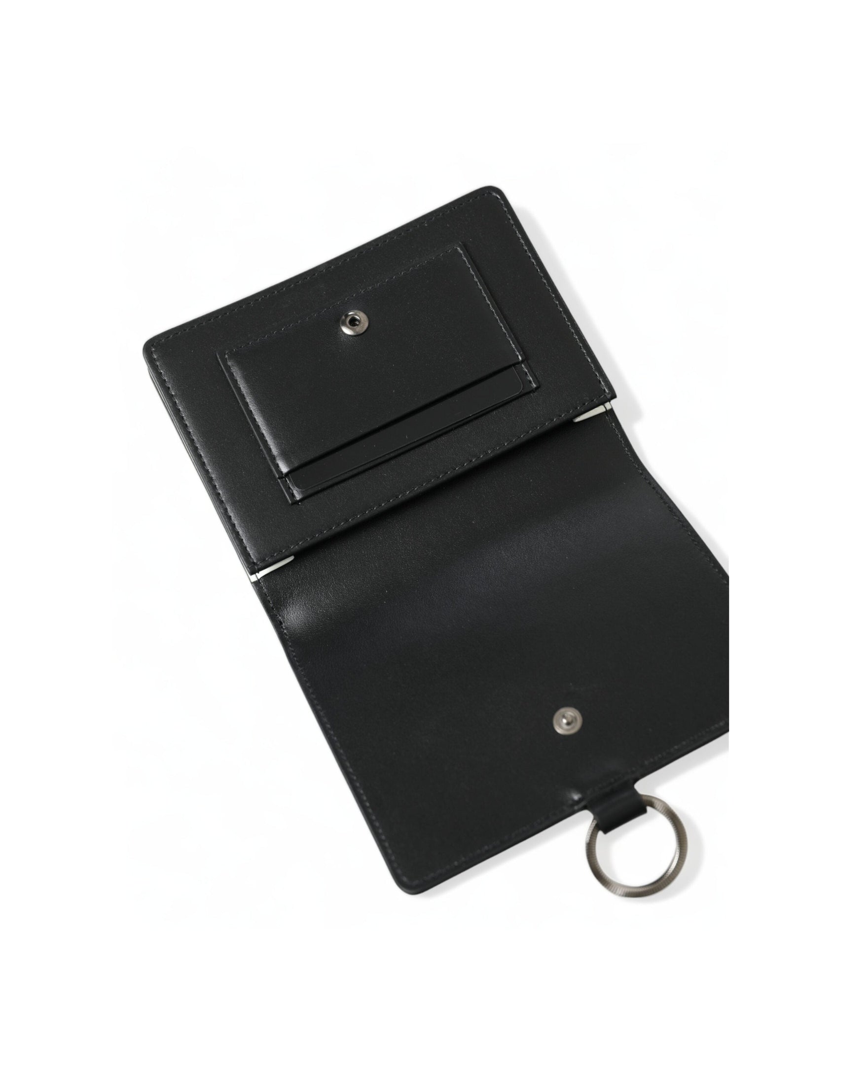 Dolce & Gabbana Elegant Leather Crystal Card Holder Black Wallet Glam Steals
