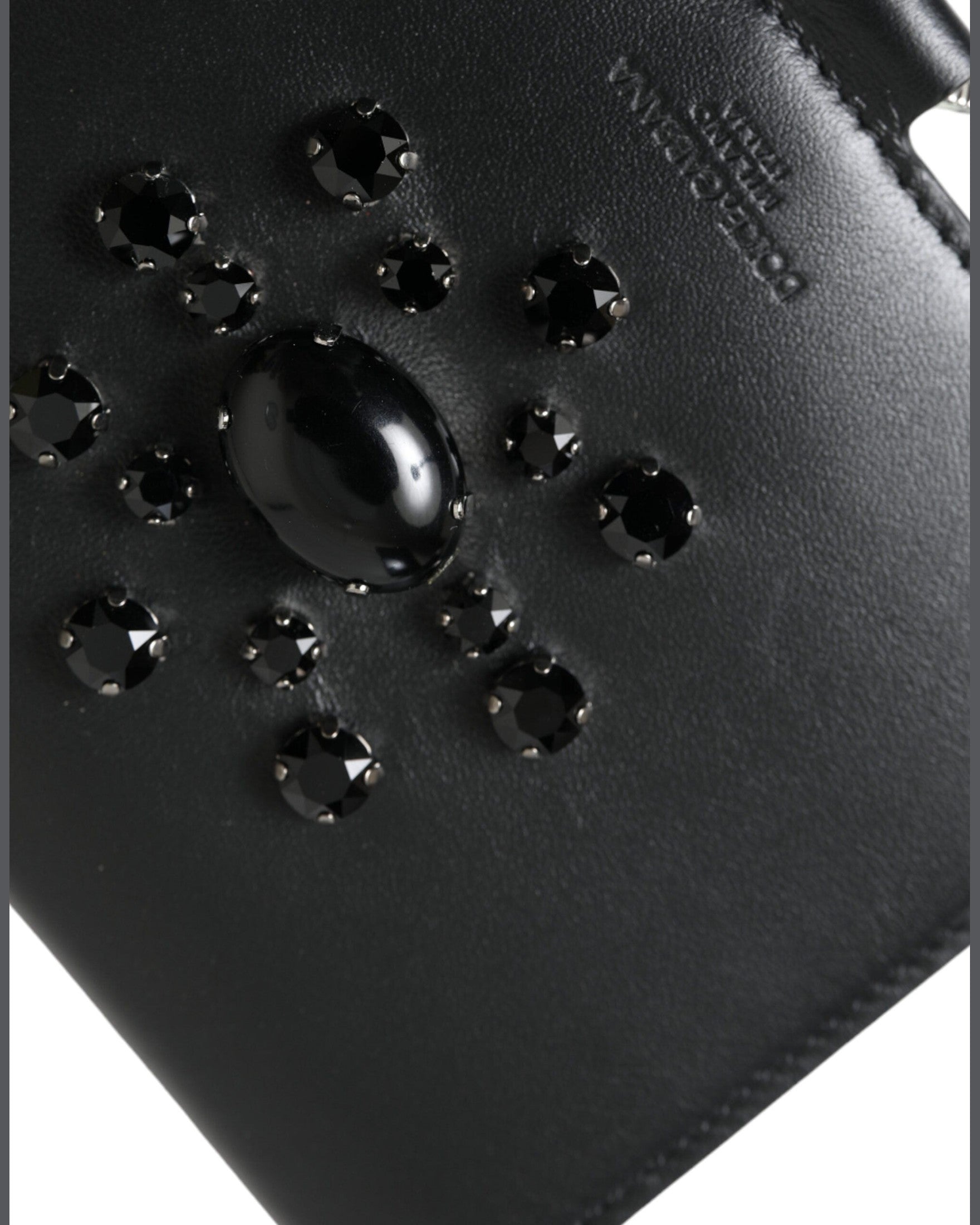 Dolce & Gabbana Elegant Leather Crystal Card Holder Black Wallet Glam Steals