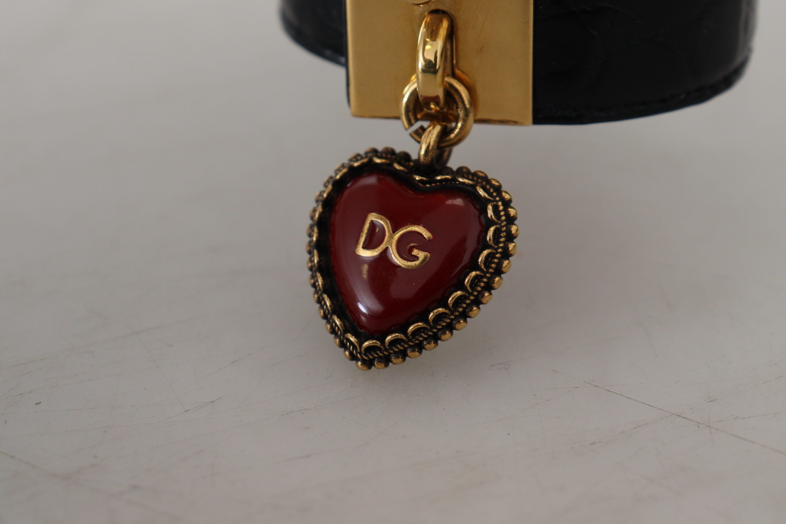 Dolce & Gabbana Elegant Leather Detail Black Gold Bracelet Glam Steals