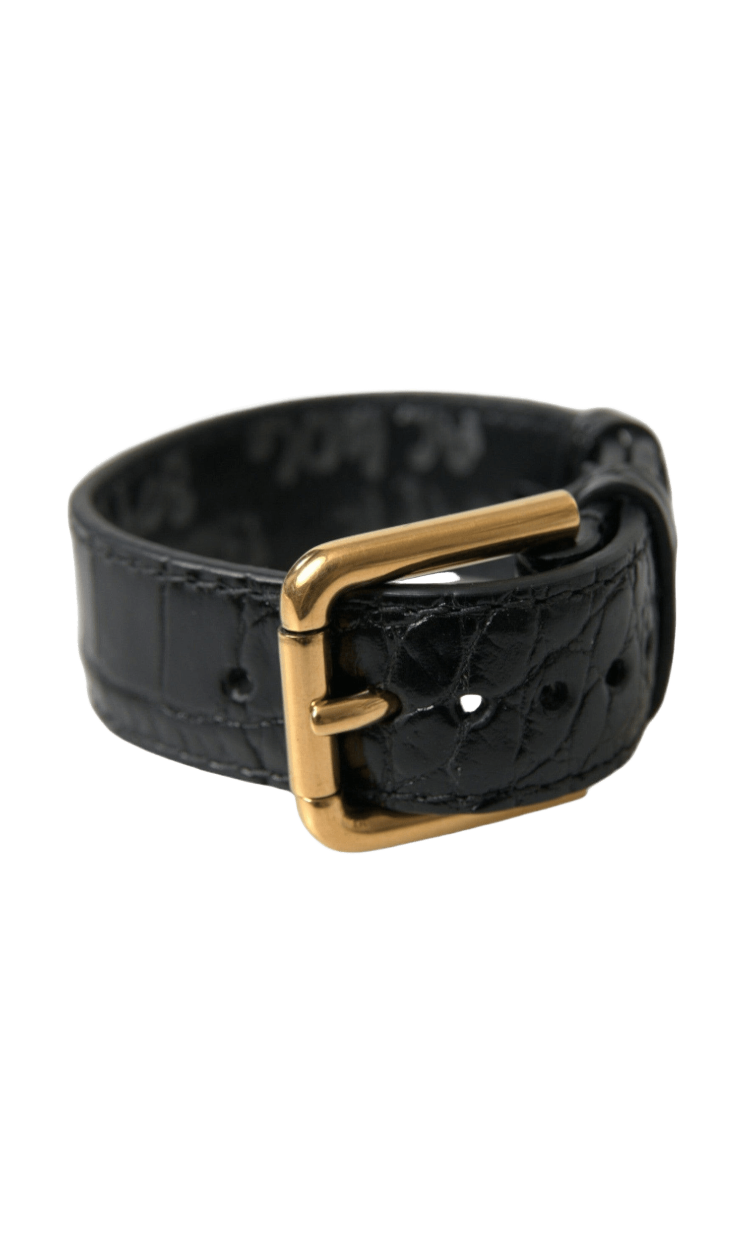 Dolce & Gabbana Elegant Leather Gold Black Bracelet Glam Steals