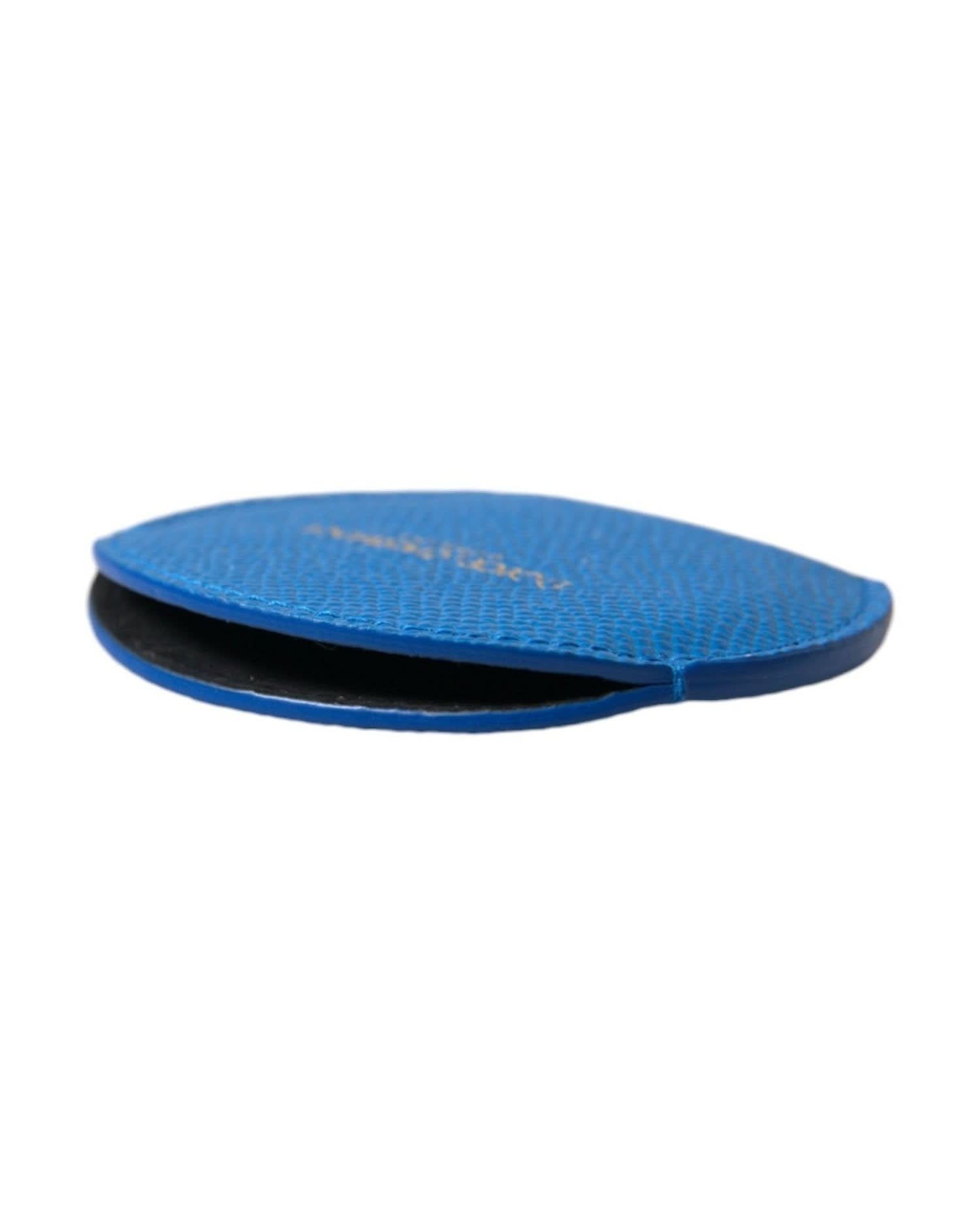 Dolce & Gabbana Blue Elegant Leather Mirror Holder Face Mirrors