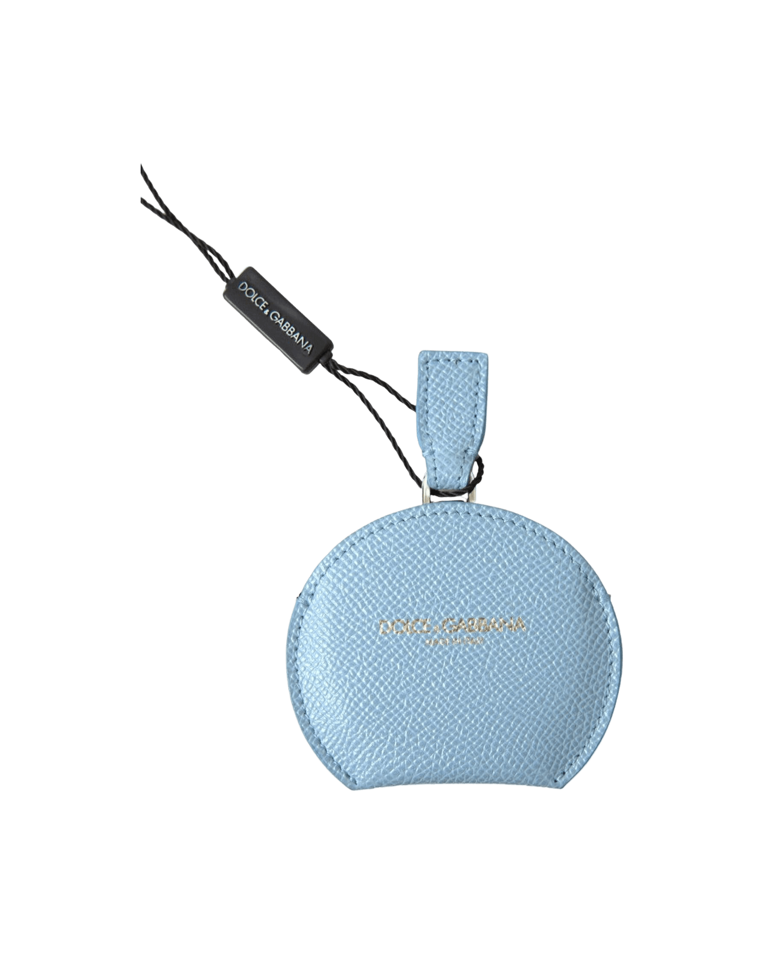 Dolce & Gabbana Blue Elegant Leather Mirror Holder In Light Face Mirrors