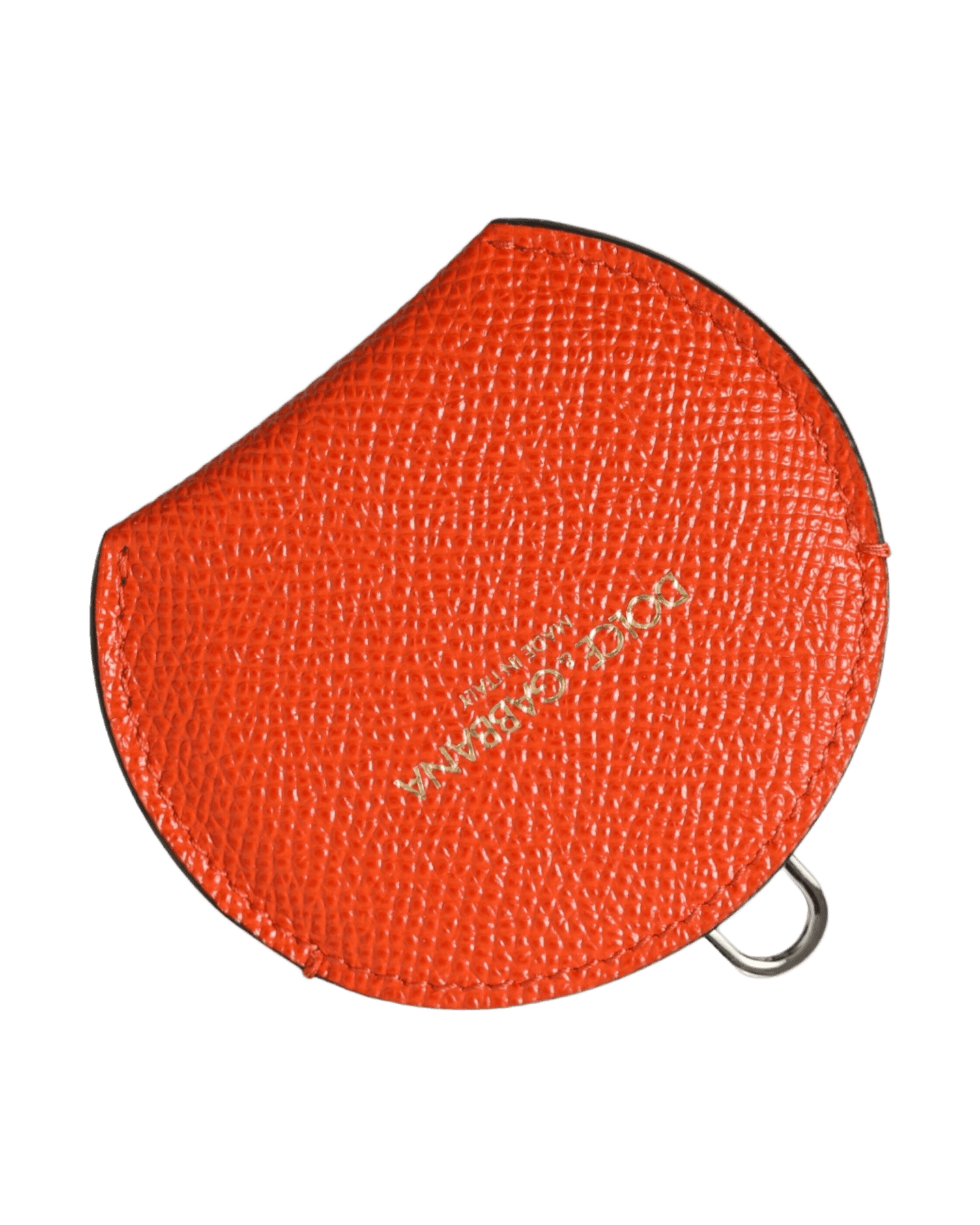 Dolce & Gabbana Orange Elegant Leather Mirror Holder Face Mirrors
