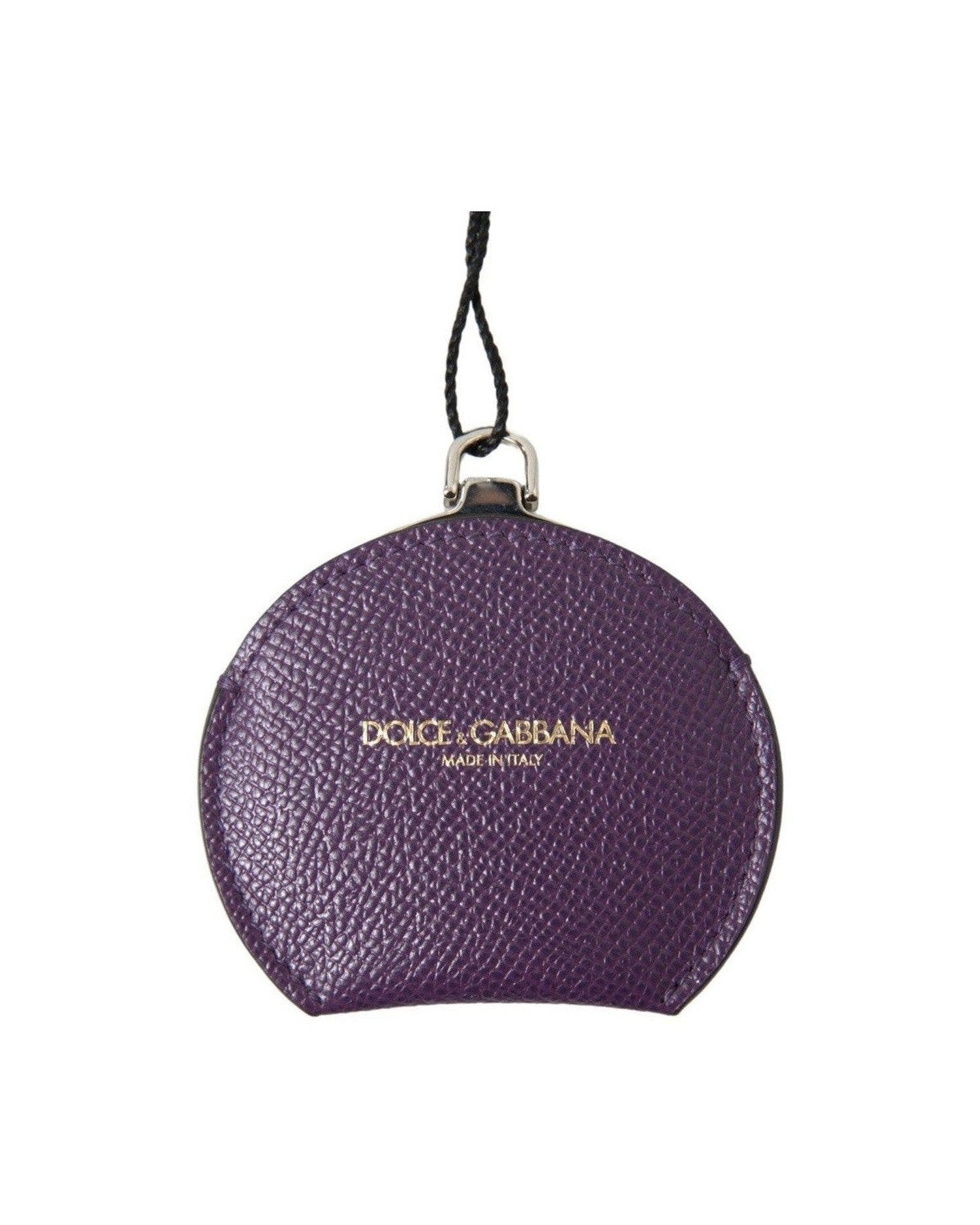 Dolce & Gabbana Elegant Leather Mirror Purple Holder Glam Steals