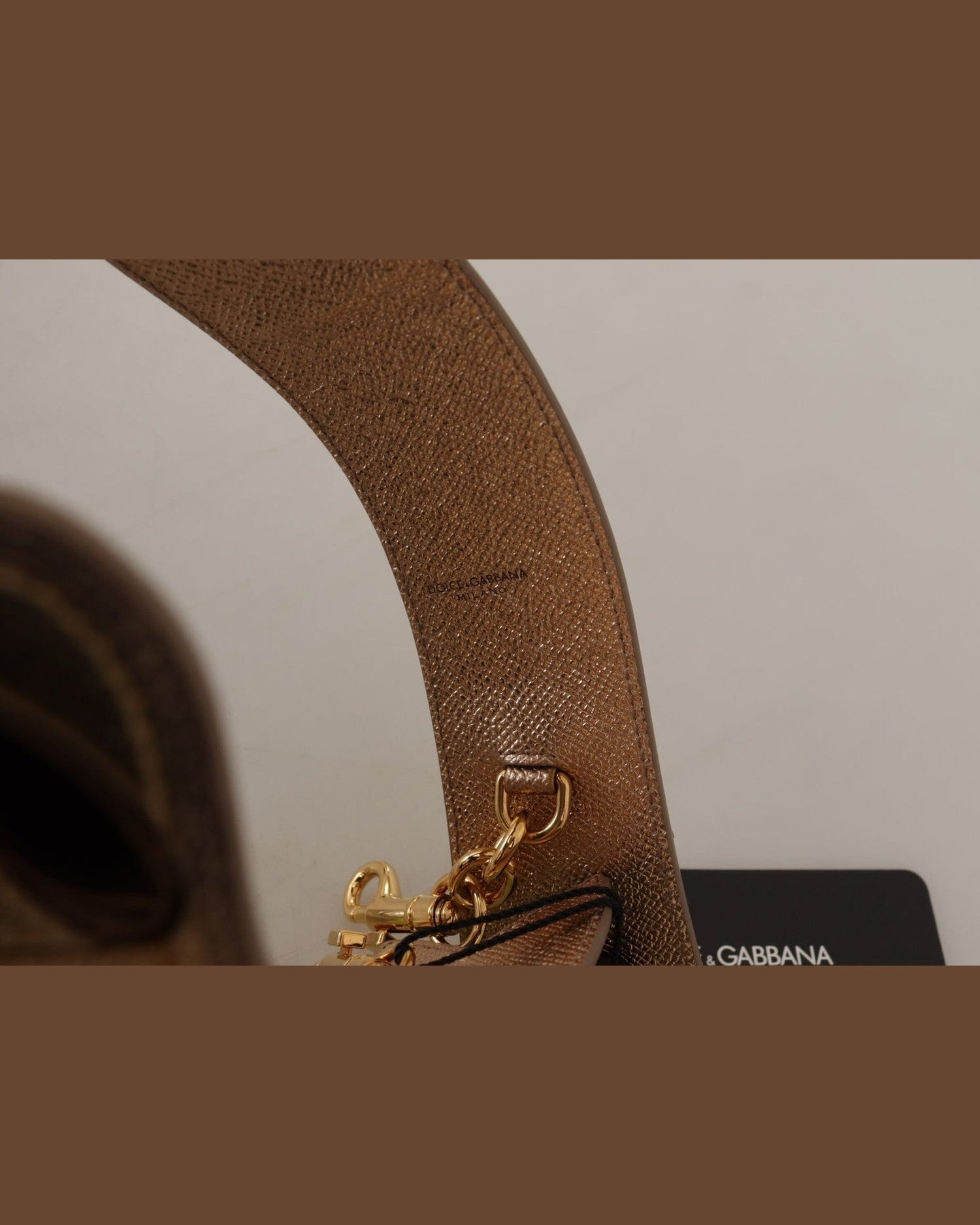 Dolce & Gabbana Elegant Leather Shoulder Gold Strap Glam Steals