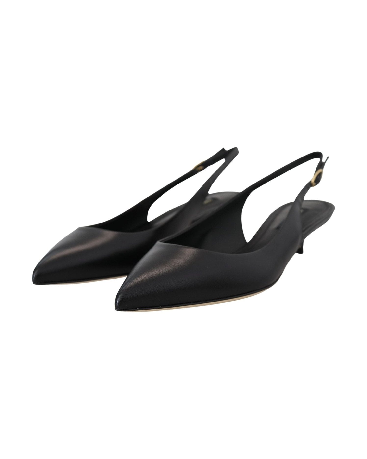 Dolce & Gabbana Elegant Leather Slingback Black Pumps Glam Steals