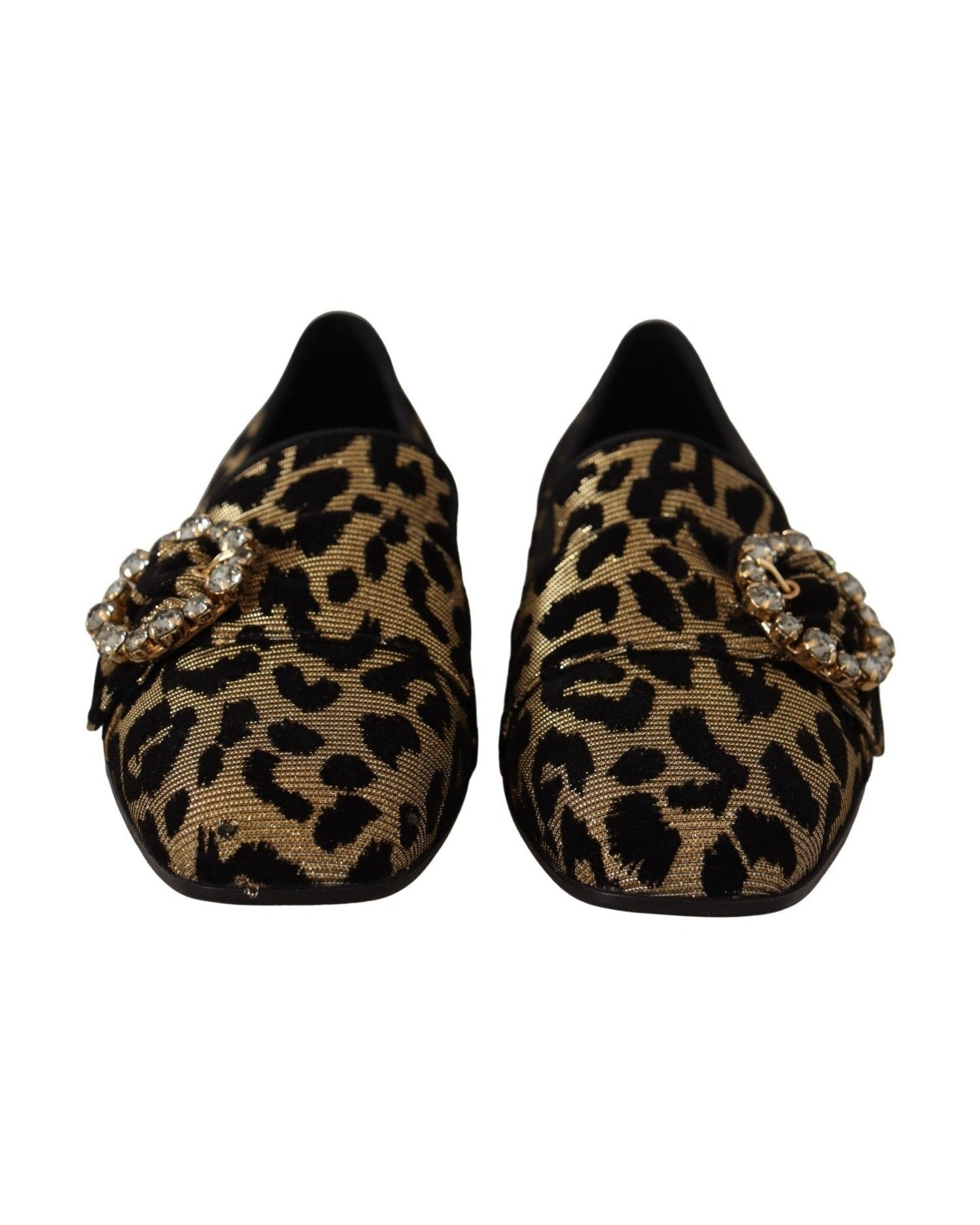 Dolce & Gabbana Elegant Leopard Crystal Gem Loafers Shoes