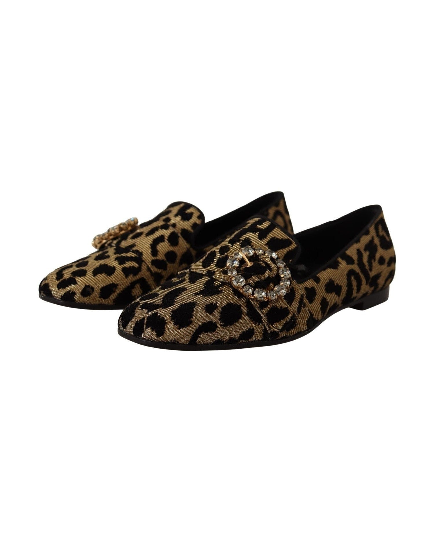 Dolce & Gabbana Elegant Leopard Crystal Gem Loafers Shoes