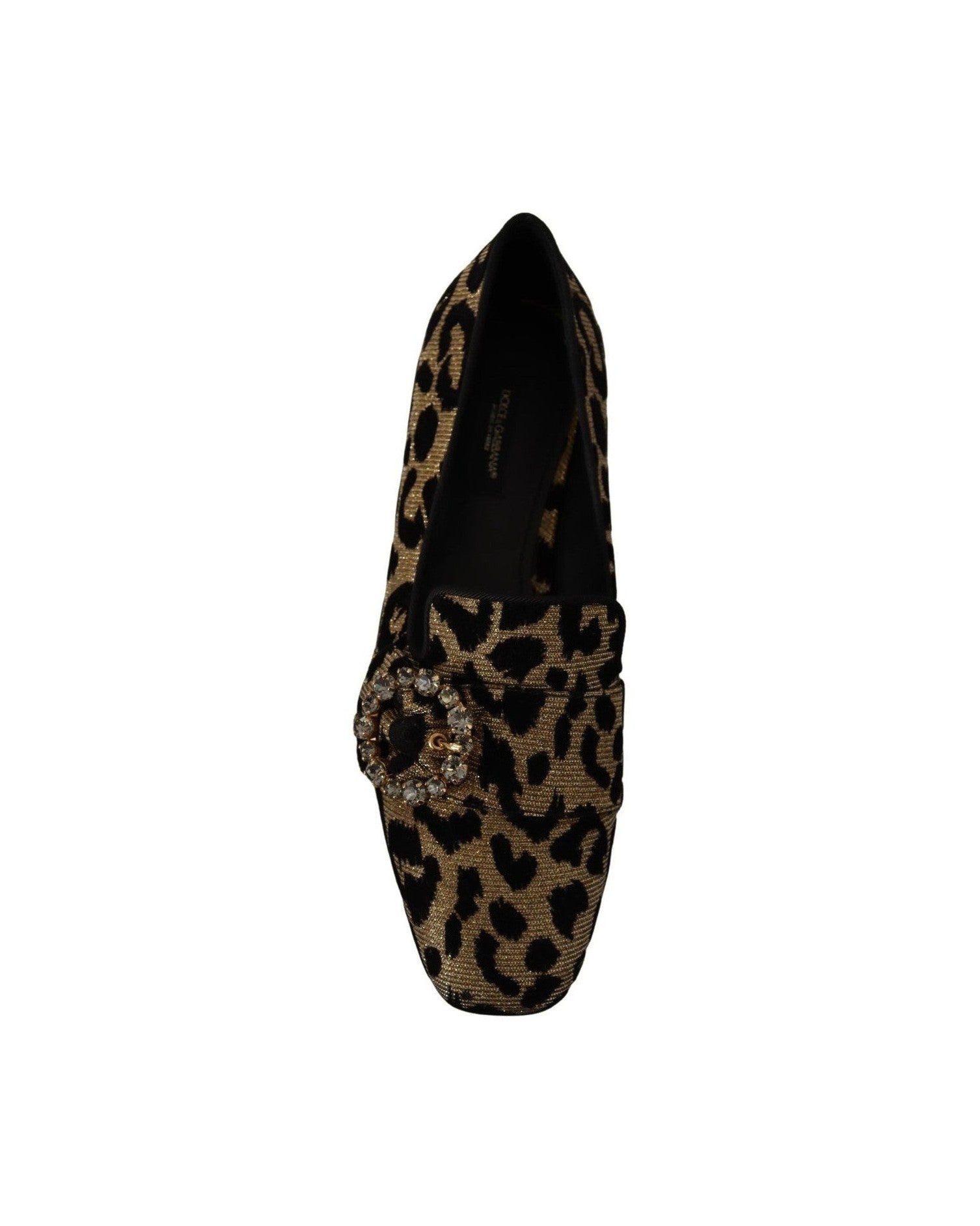 Dolce & Gabbana Elegant Leopard Crystal Gem Loafers Shoes