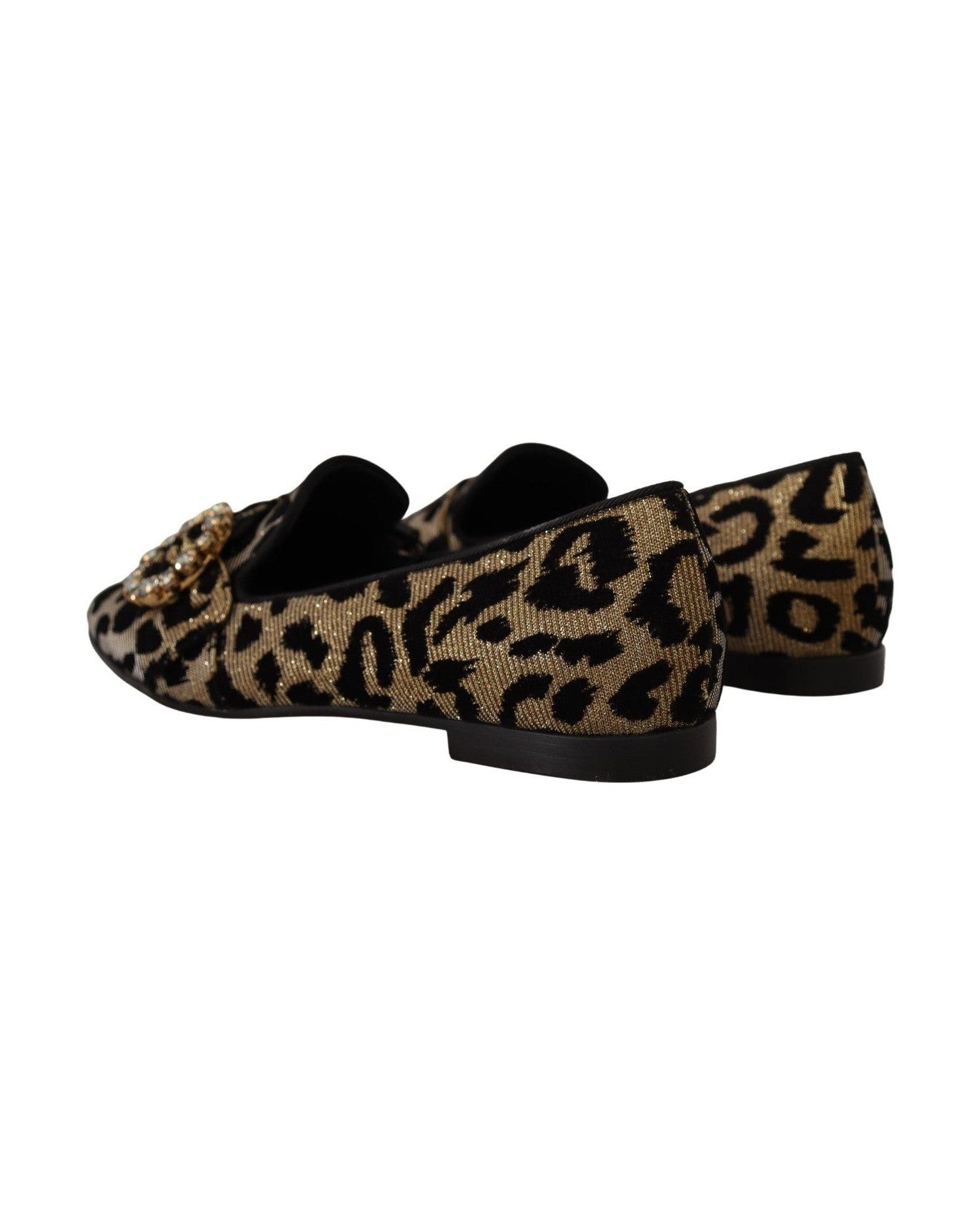 Dolce & Gabbana Elegant Leopard Crystal Gem Loafers Shoes