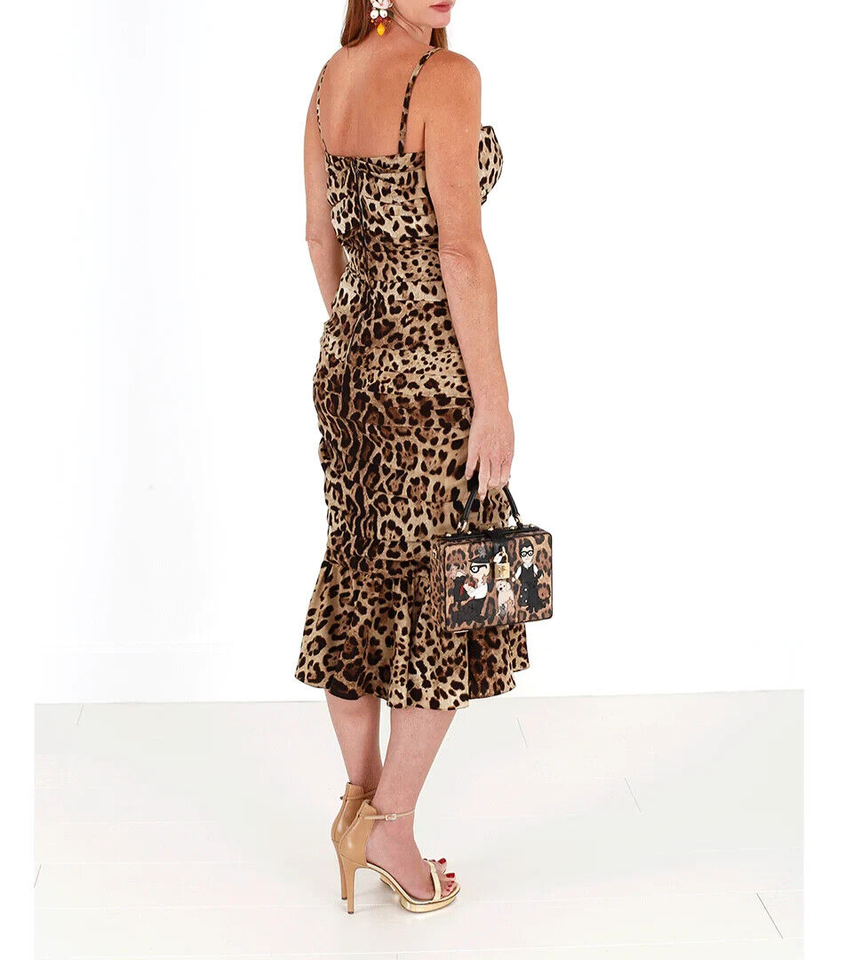 Dolce & Gabbana Elegant Leopard Print Cady Dress Glam Steals