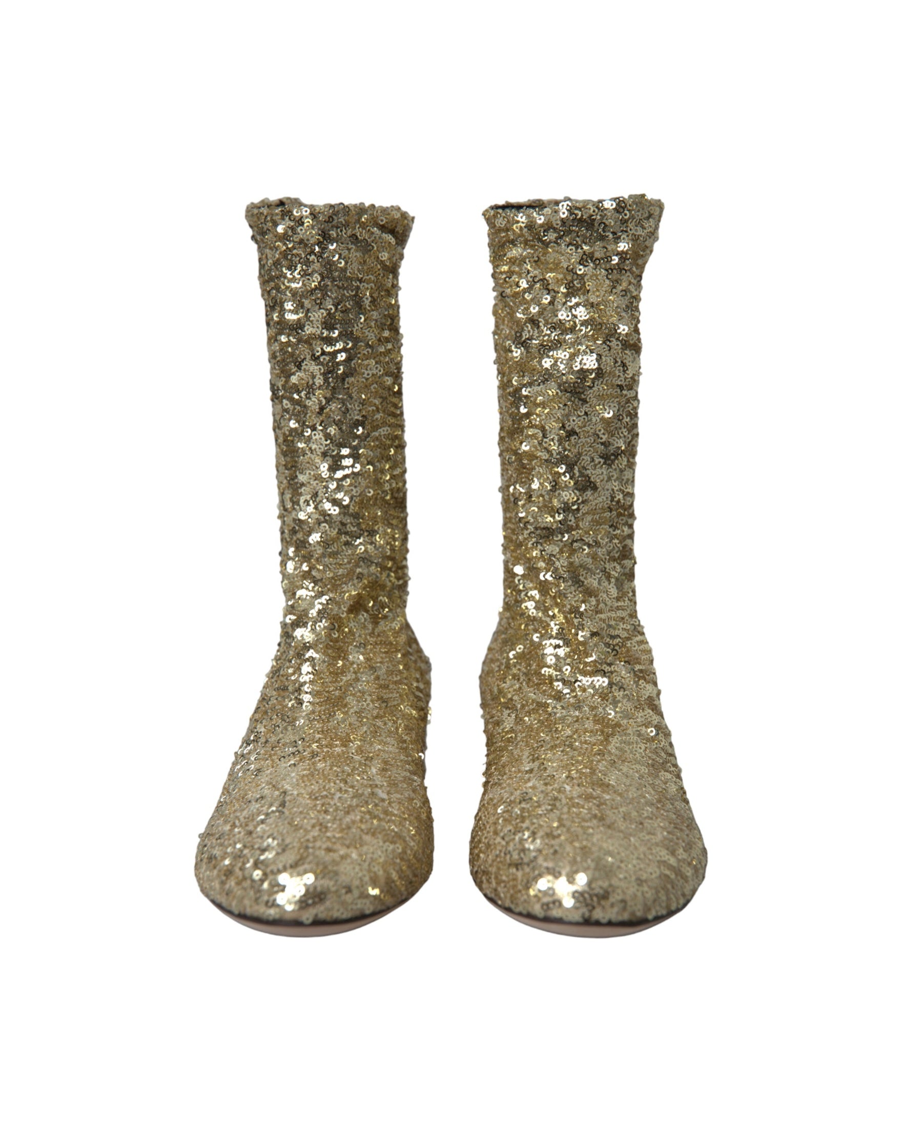 Dolce & Gabbana Elegant Mid Calf Boots Exclusive Gold Design Glam Steals