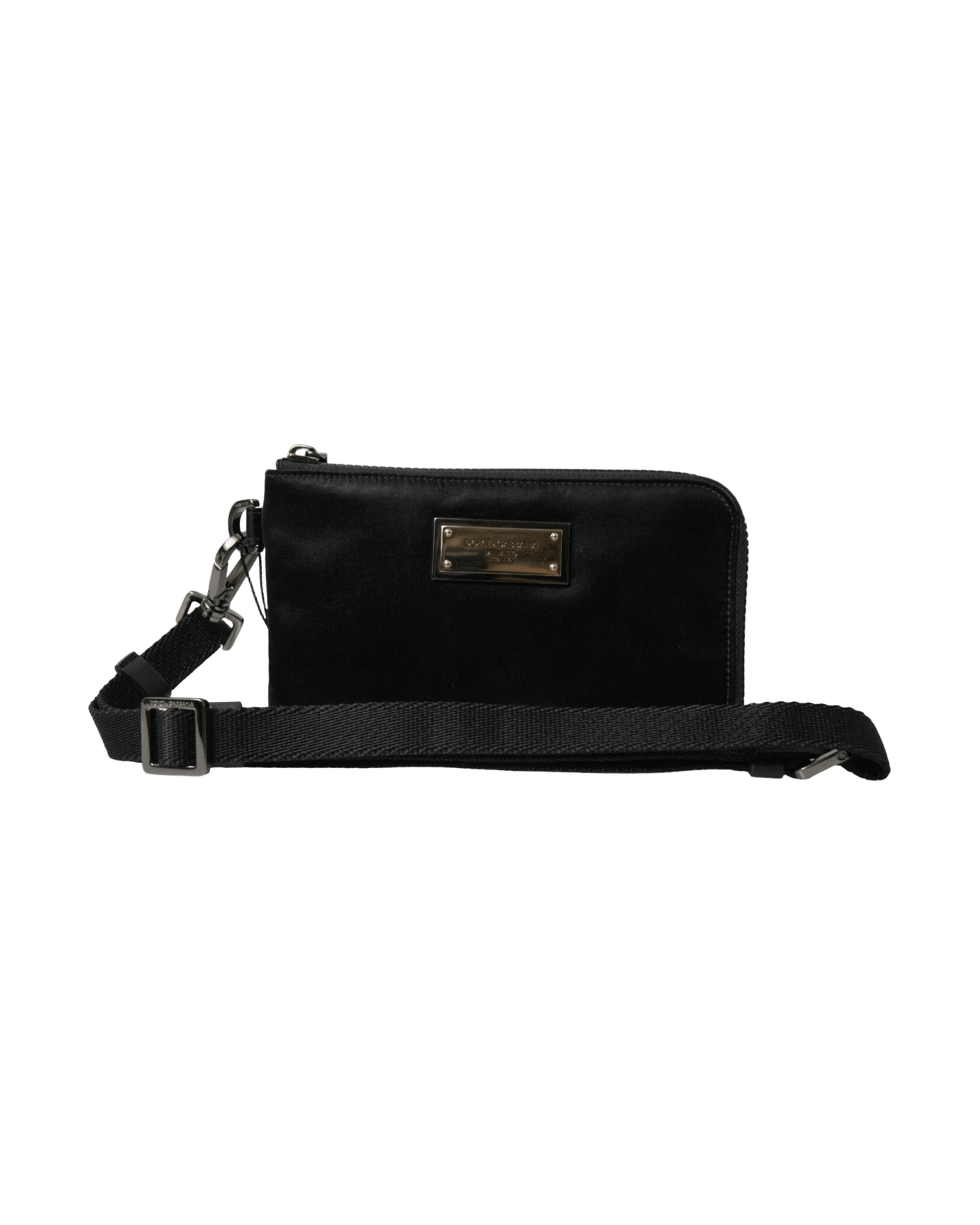 Dolce & Gabbana Elegant Nylon Leather Pouch With Black Silver Details Glam Steals