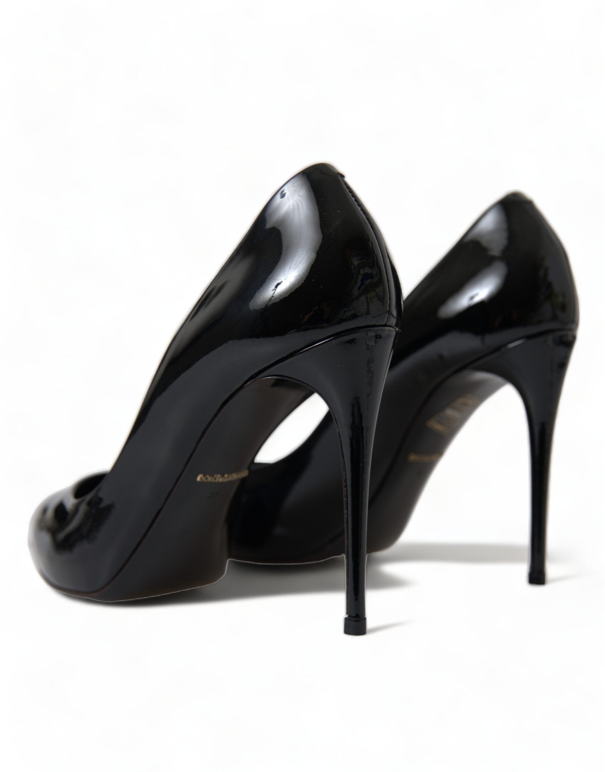 Dolce & Gabbana Elegant Patent Stiletto Black Heels Glam Steals