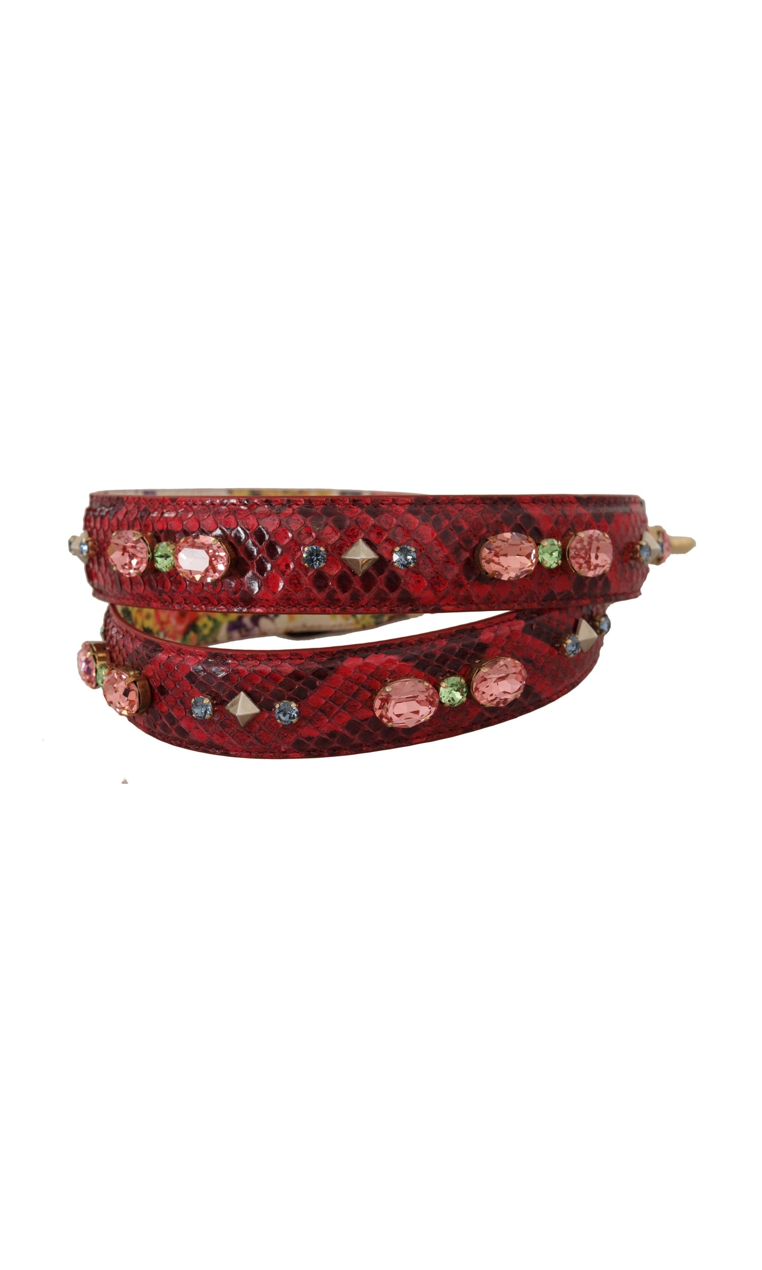 Dolce & Gabbana Elegant Python Leather Bag Red Strap Glam Steals