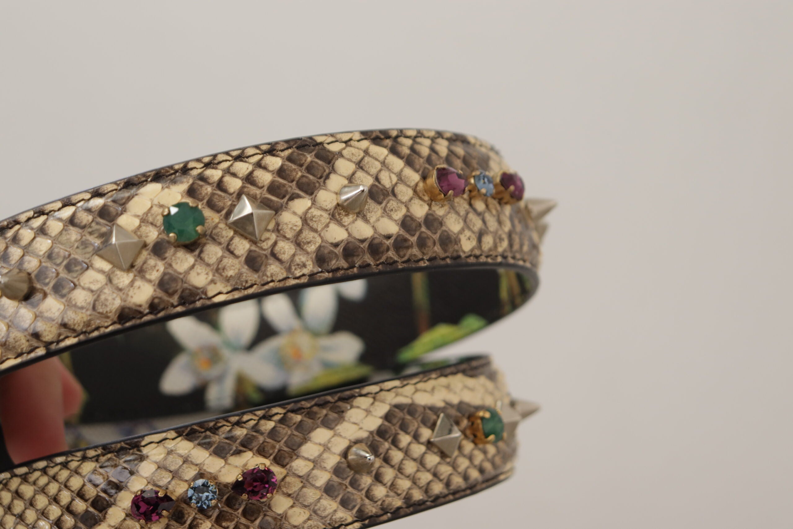 Dolce & Gabbana Elegant Python Leather Shoulder Beige Strap Glam Steals