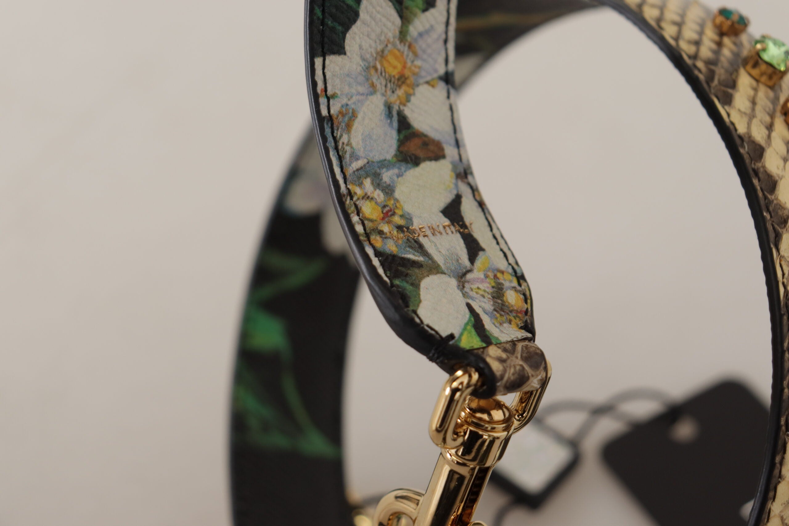Dolce & Gabbana Elegant Python Leather Shoulder Beige Strap Glam Steals