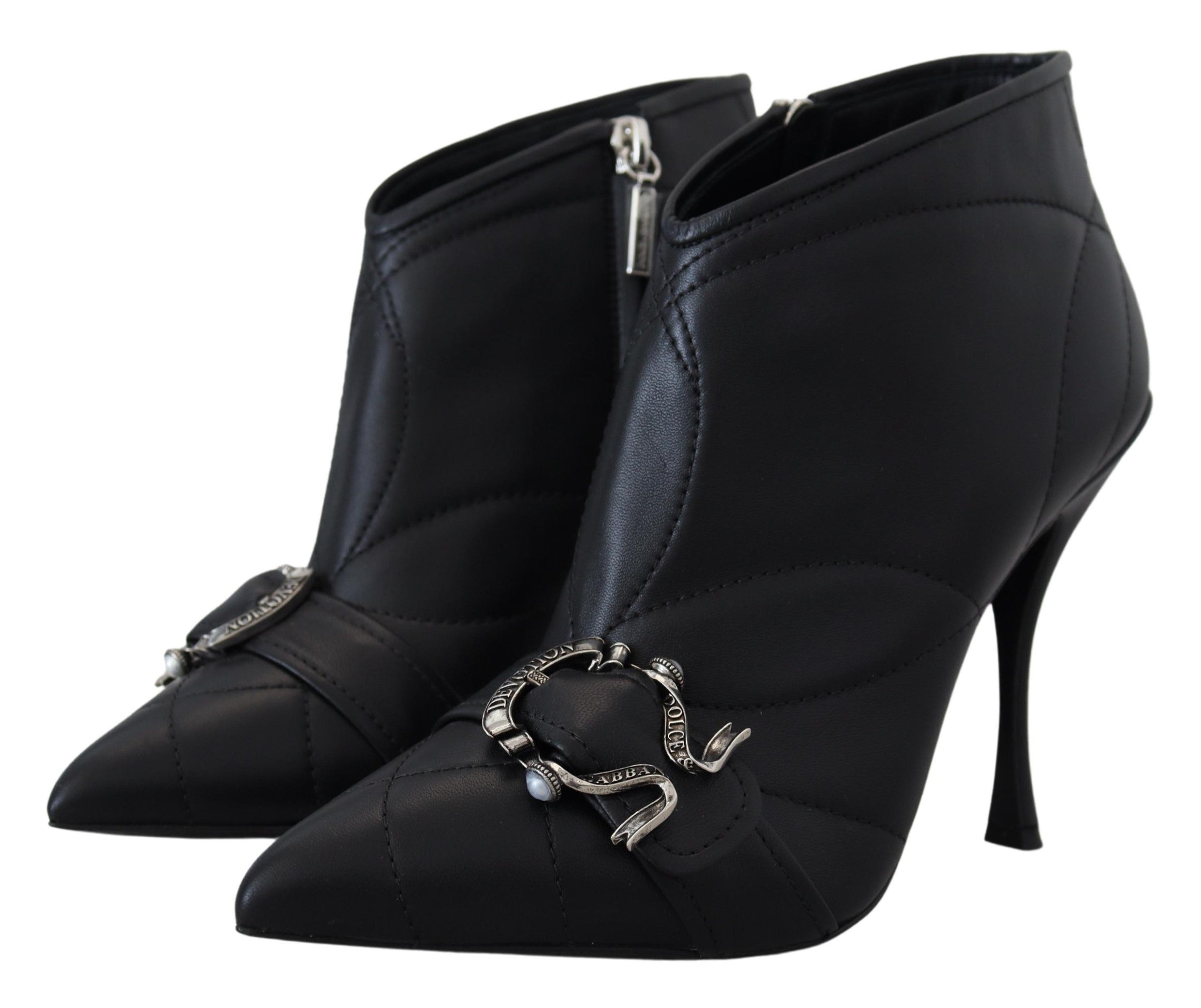 Dolce & Gabbana Elegant Quilted Leather Black Booties Glam Steals