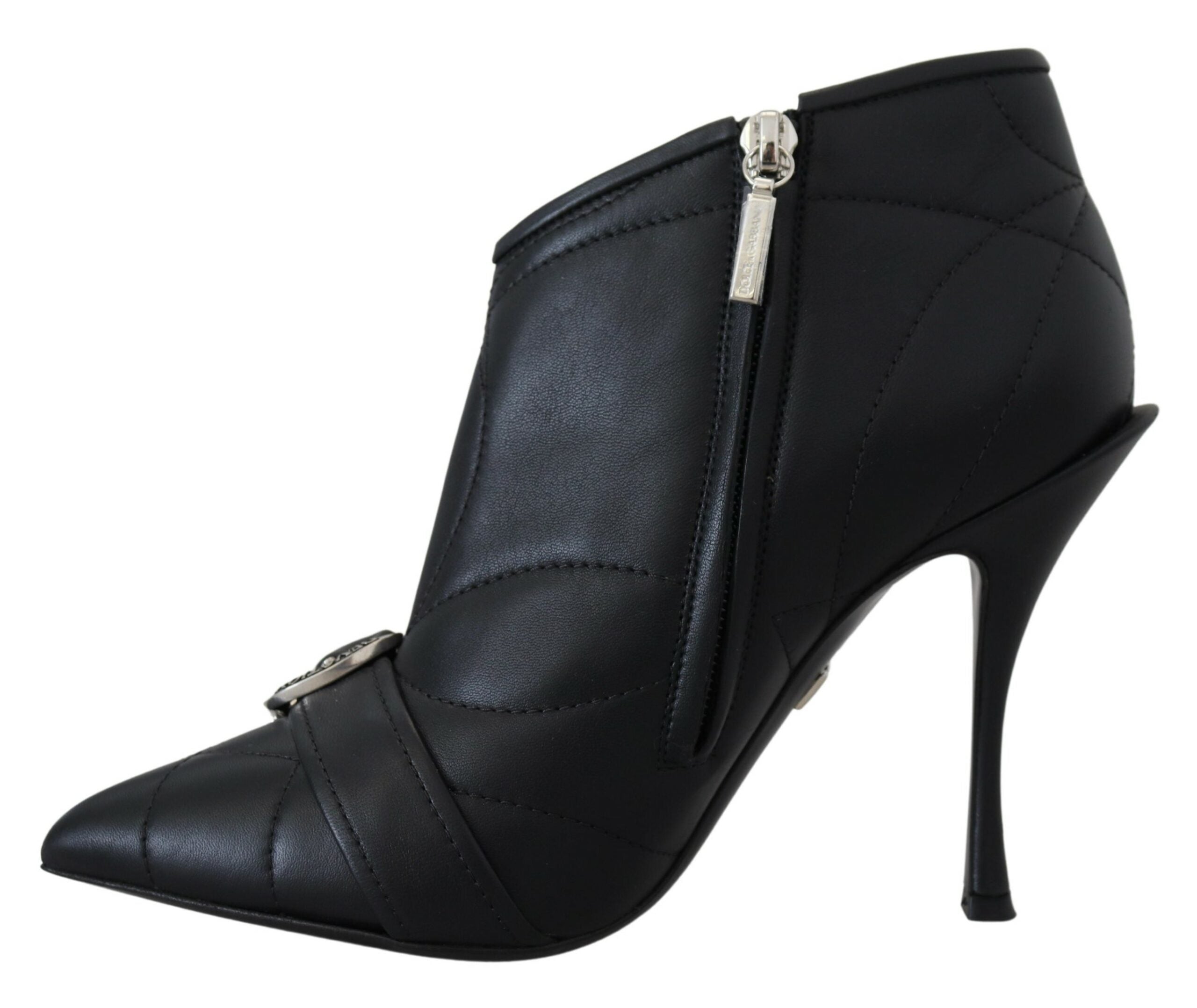 Dolce & Gabbana Elegant Quilted Leather Black Booties Glam Steals