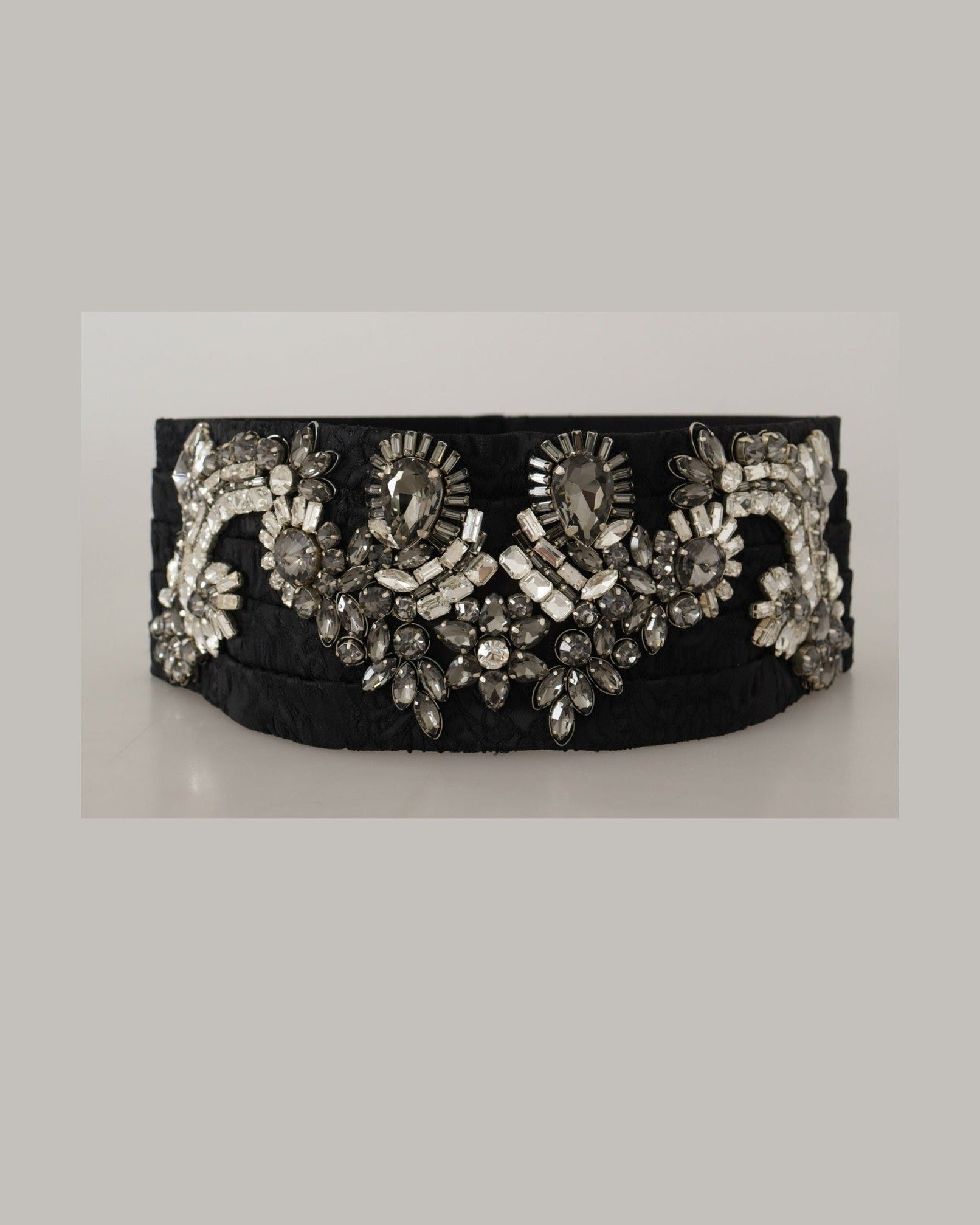 Dolce & Gabbana Elegant Rhinestone-Embellished Silk Belt Glam Steals