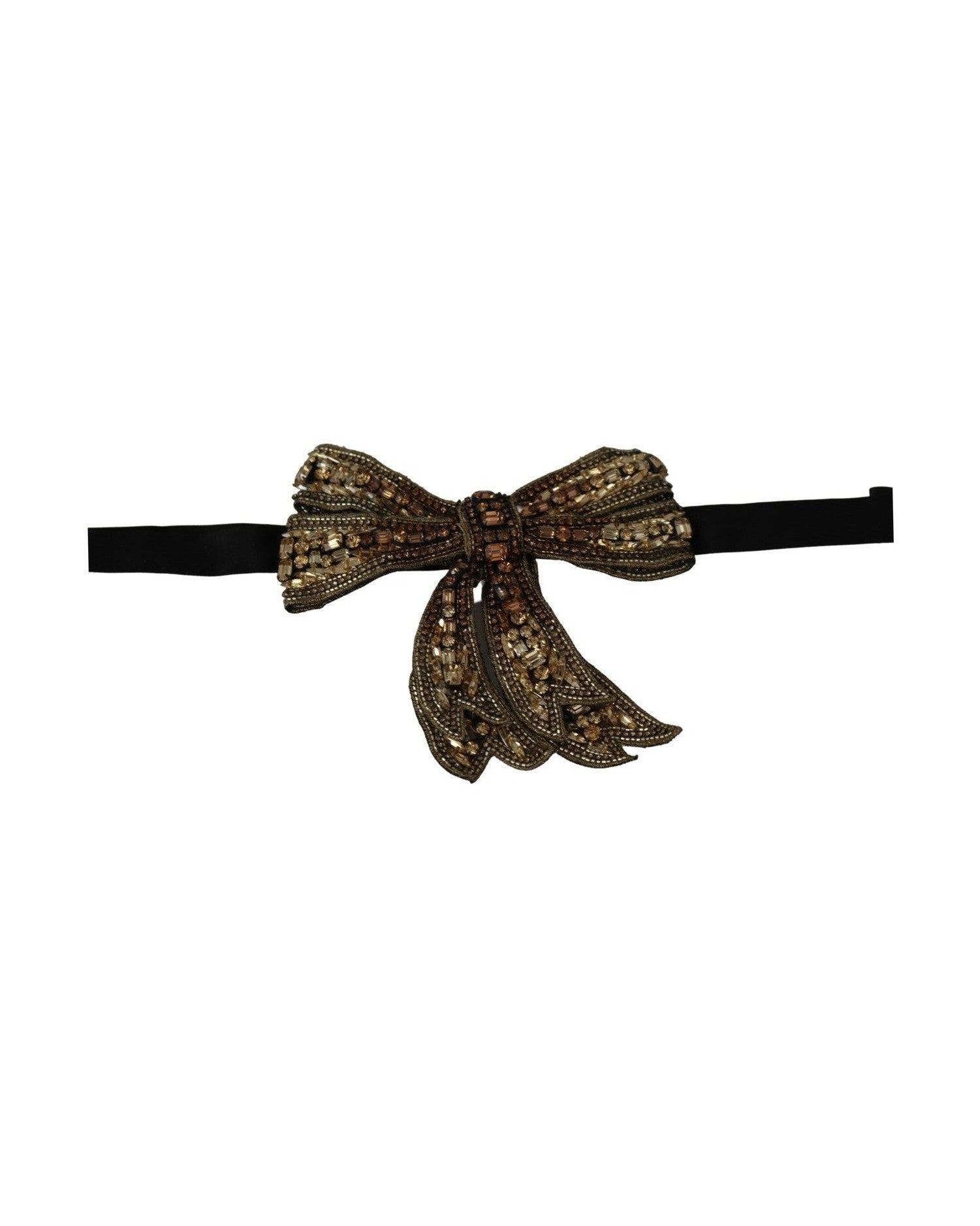 Dolce & Gabbana Elegant Silk Rhinestone Bow Tie Glam Steals